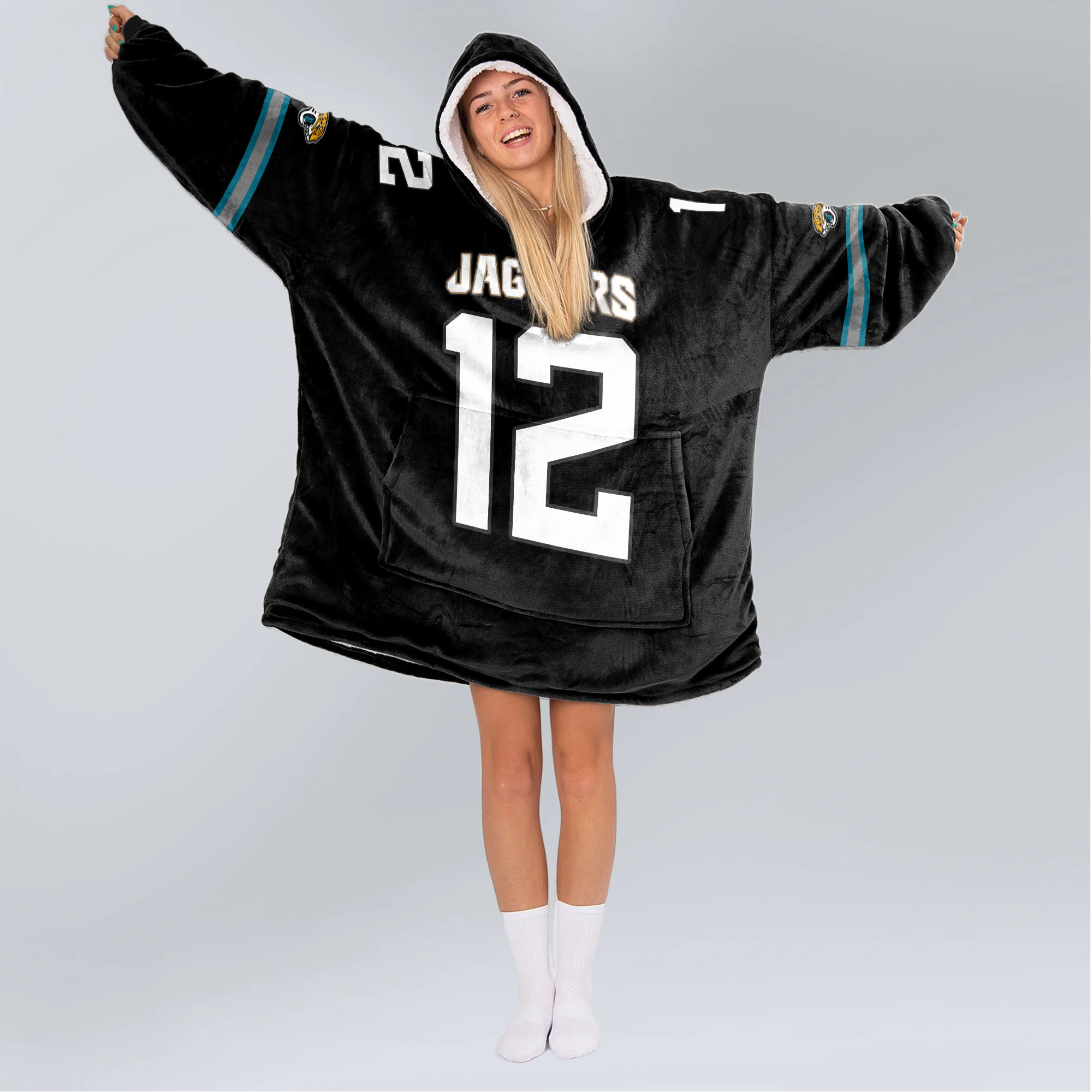 Adult 12 Jacksonville Football Unisex Blanket Hoodie