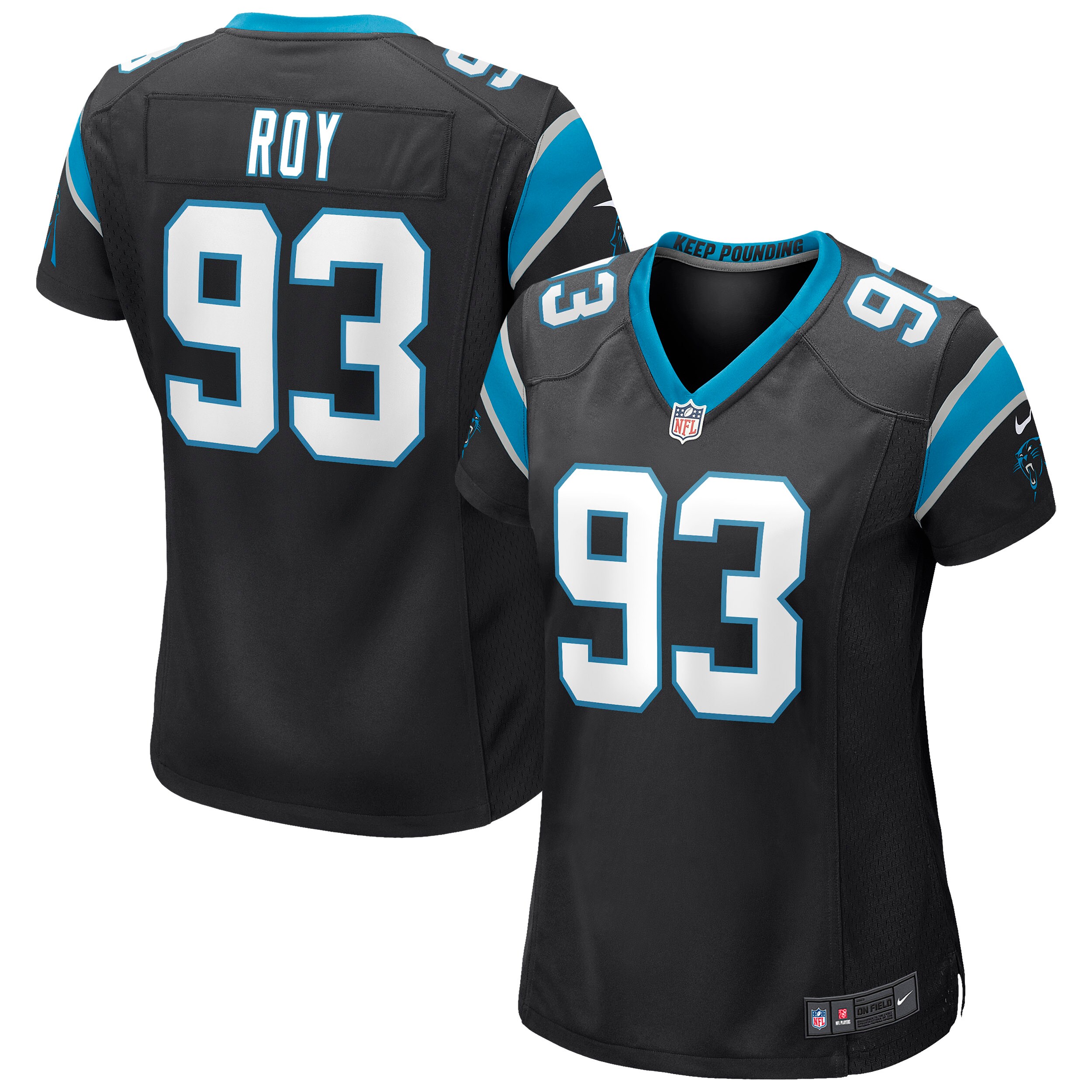 Bravvion Roy Carolina Panthers  Women's Game Jersey - Black