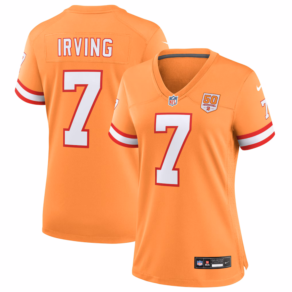 Bucky Irving #7 Tampa Bay Buccaneers Women's 50th Season Game Jersey - Creamsicle