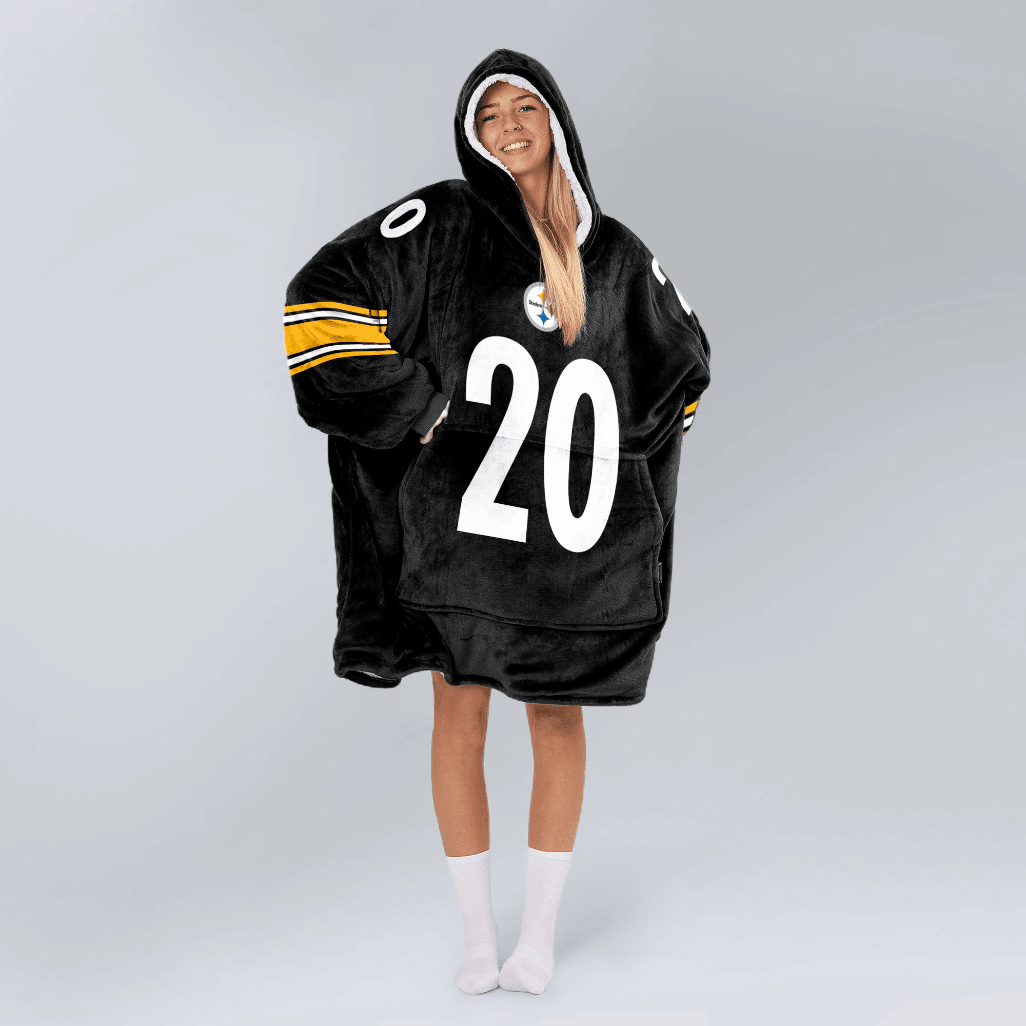 Adult 20 Pittsburgh Football Unisex Blanket Hoodie