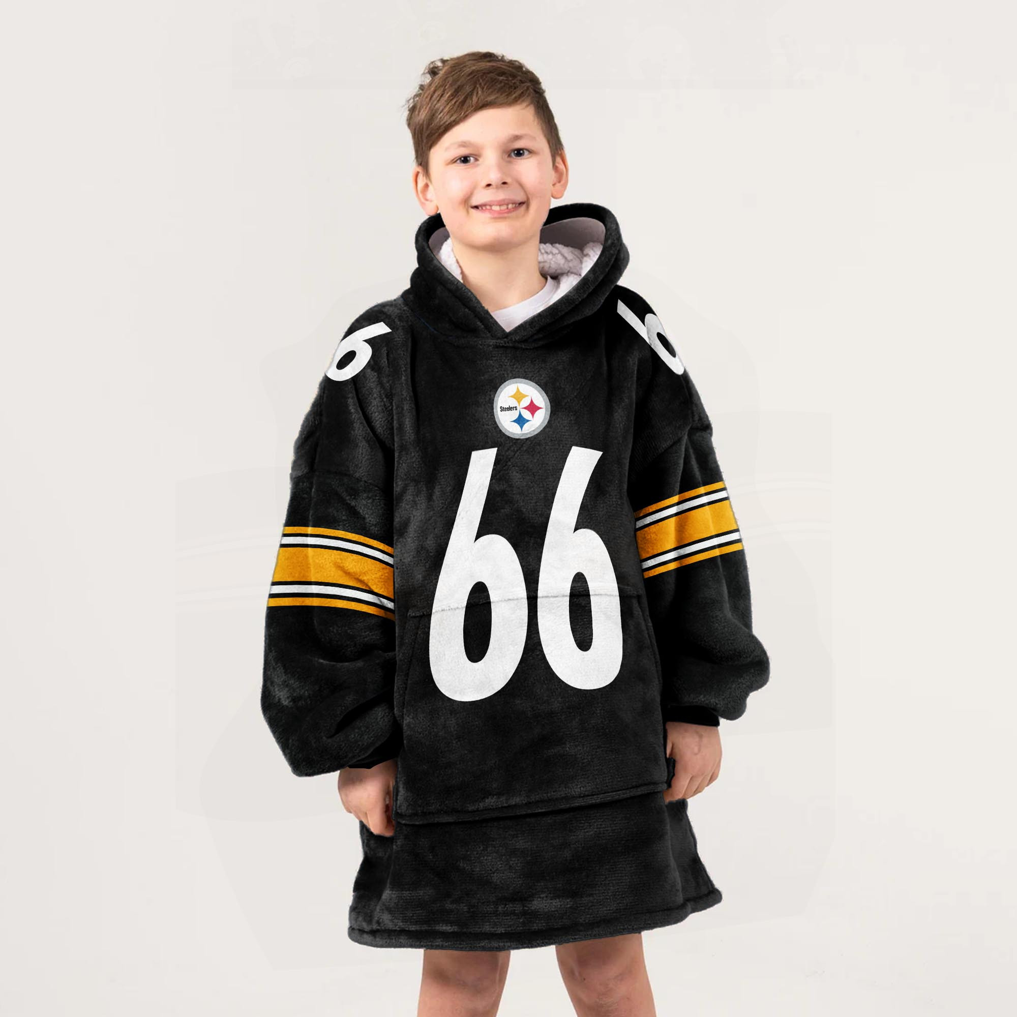Adult 66 Pittsburgh Football Unisex Blanket Hoodie