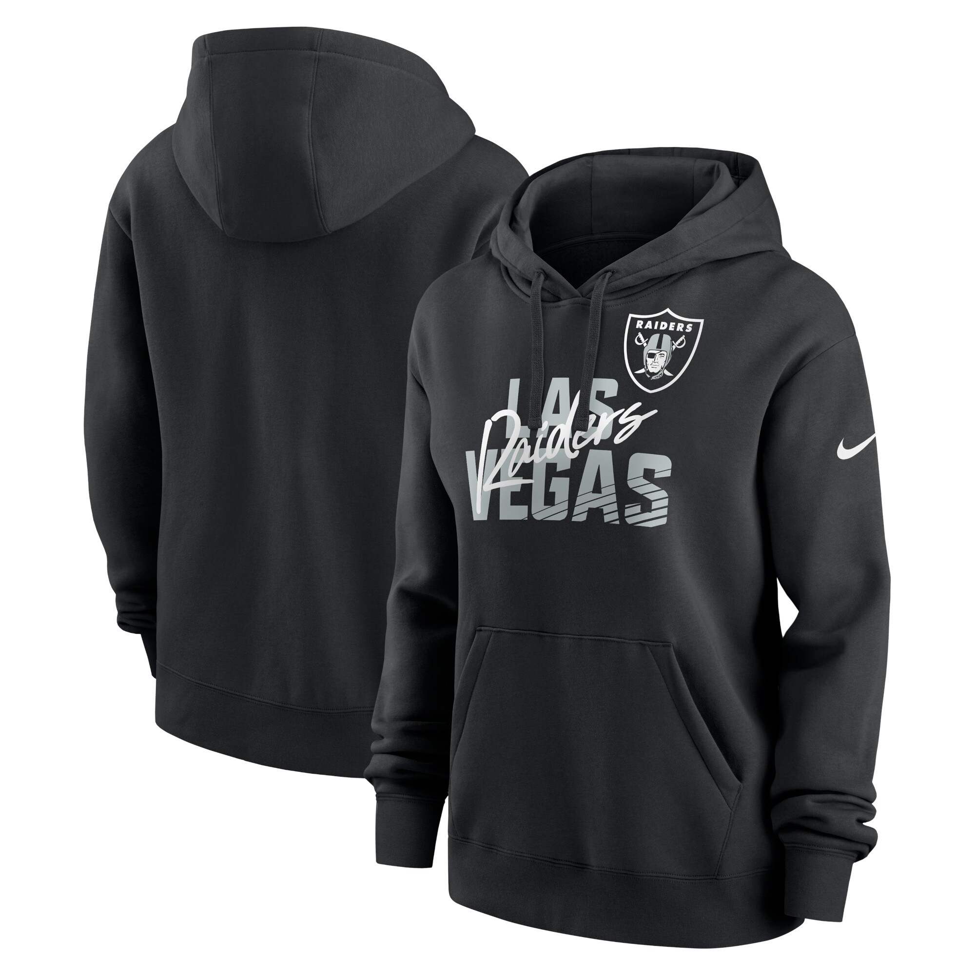Las Vegas Raiders Women's Wordmark Club Fleece Pullover Hoodie - Black