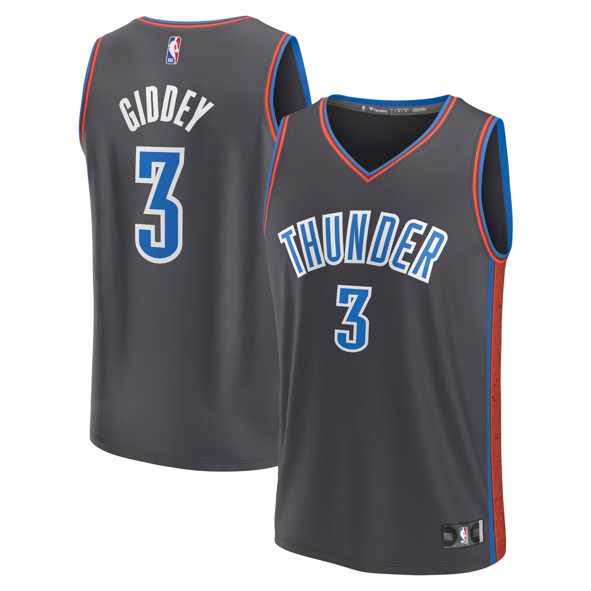Josh Giddey Oklahoma City Thunder  2022/23 Fastbreak Jersey - City Edition - Anthracite