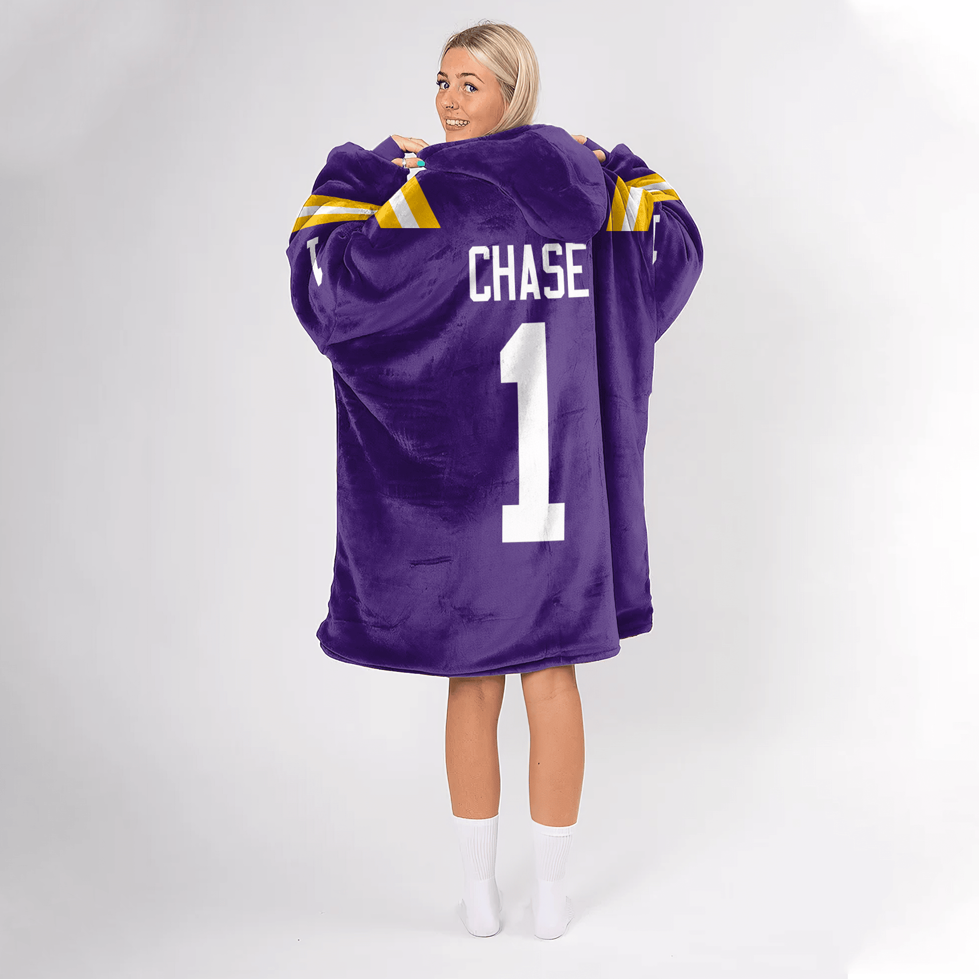 Adult J.C 1 LSU Football Unisex Blanket Hoodie