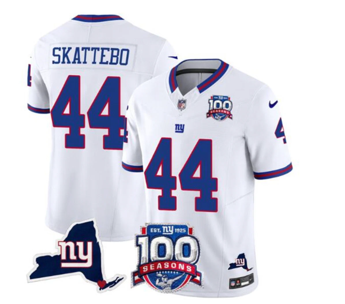 Men's New York Giants #44 Cam Skattebo White MEN Stitched Alternate Jersey
