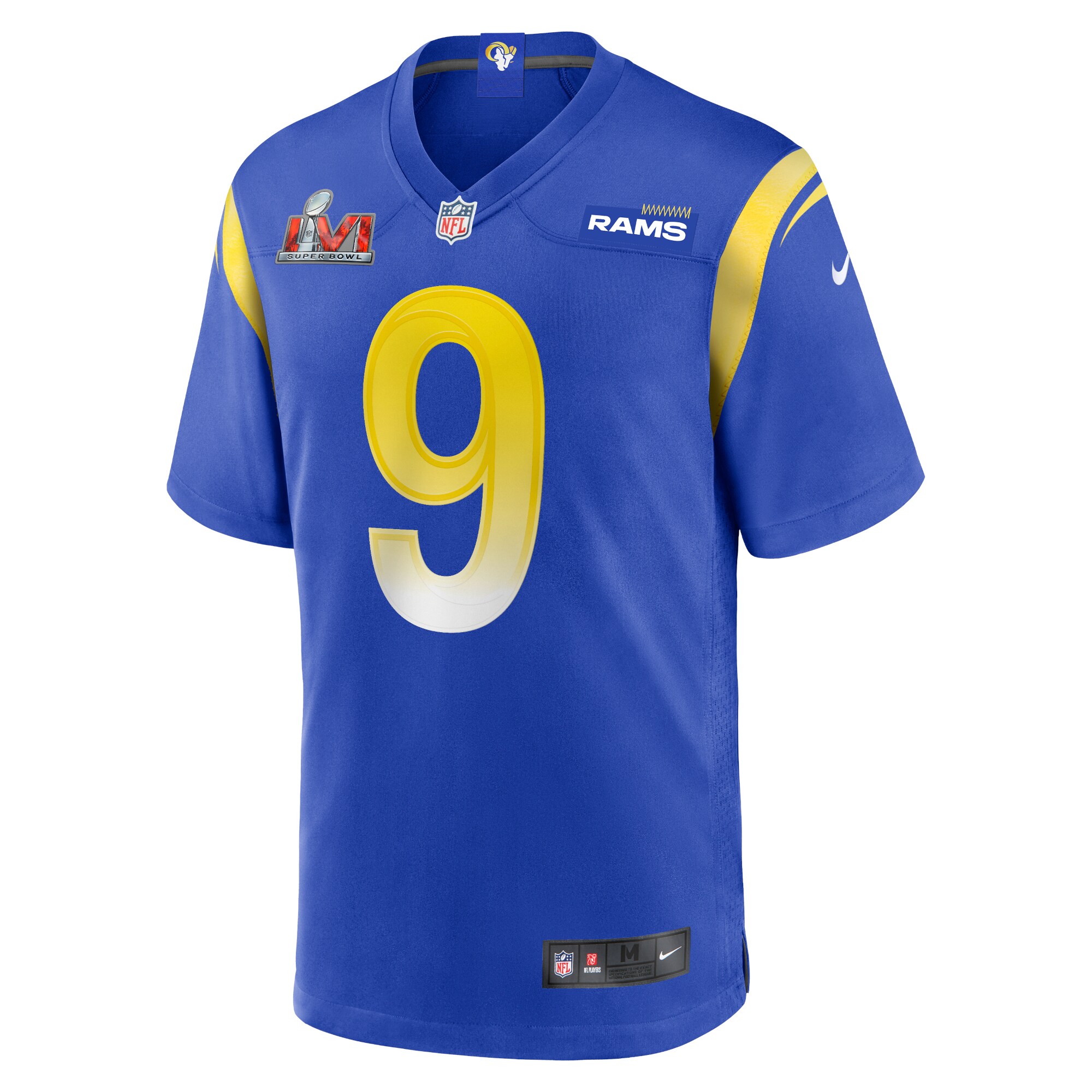Matthew Stafford #9 Los Angeles Rams  Super Bowl LVI Bound Game Patch Jersey - Royal