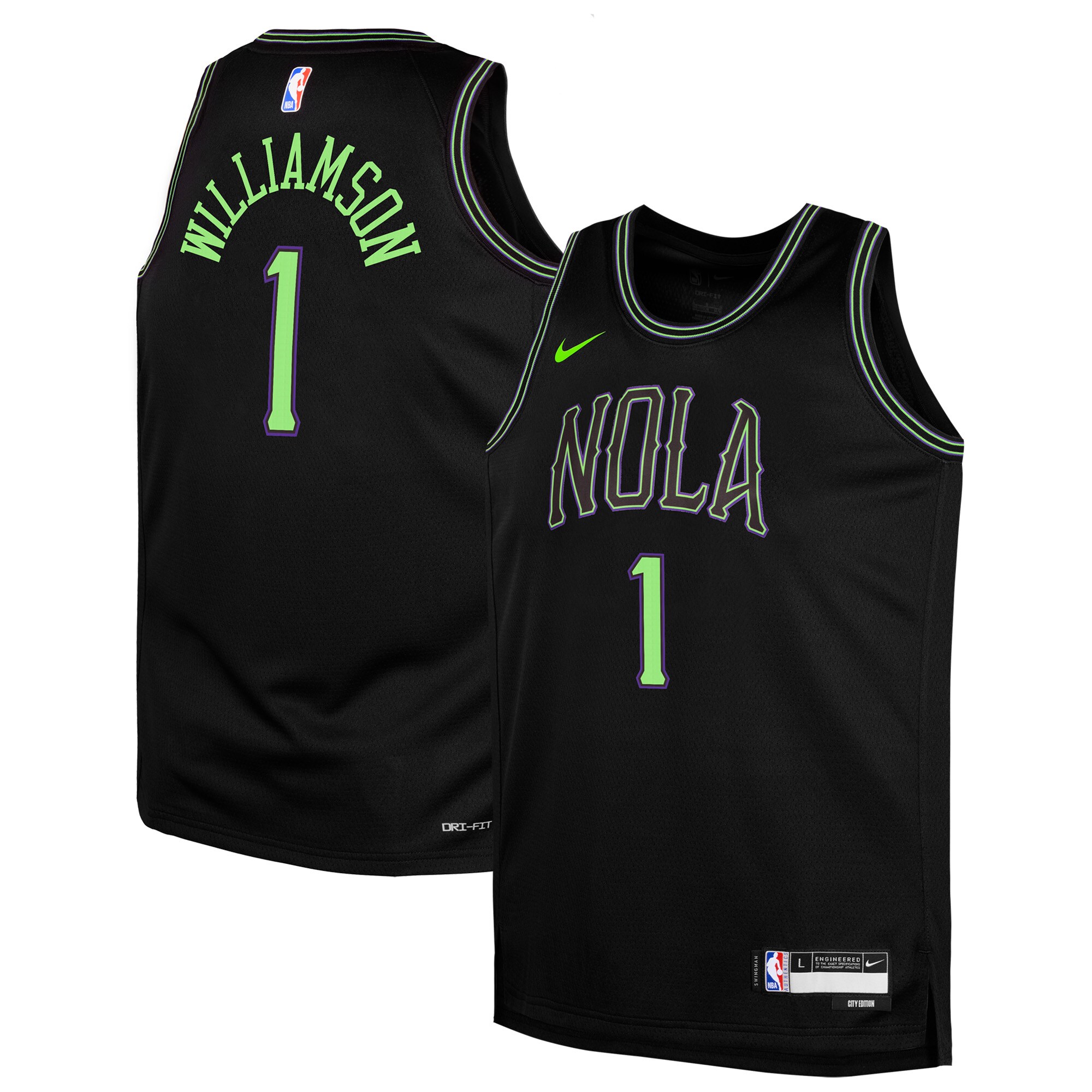 Youth New Orleans Pelicans Zion Williamson  Black 2023/24 Swingman Replica Jersey - City Edition