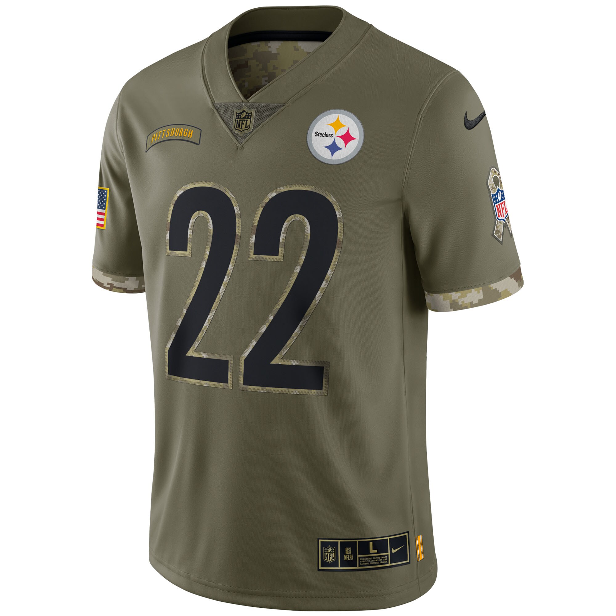 Najee Harris Pittsburgh Steelers  2022 Salute To Service Limited Jersey - Olive