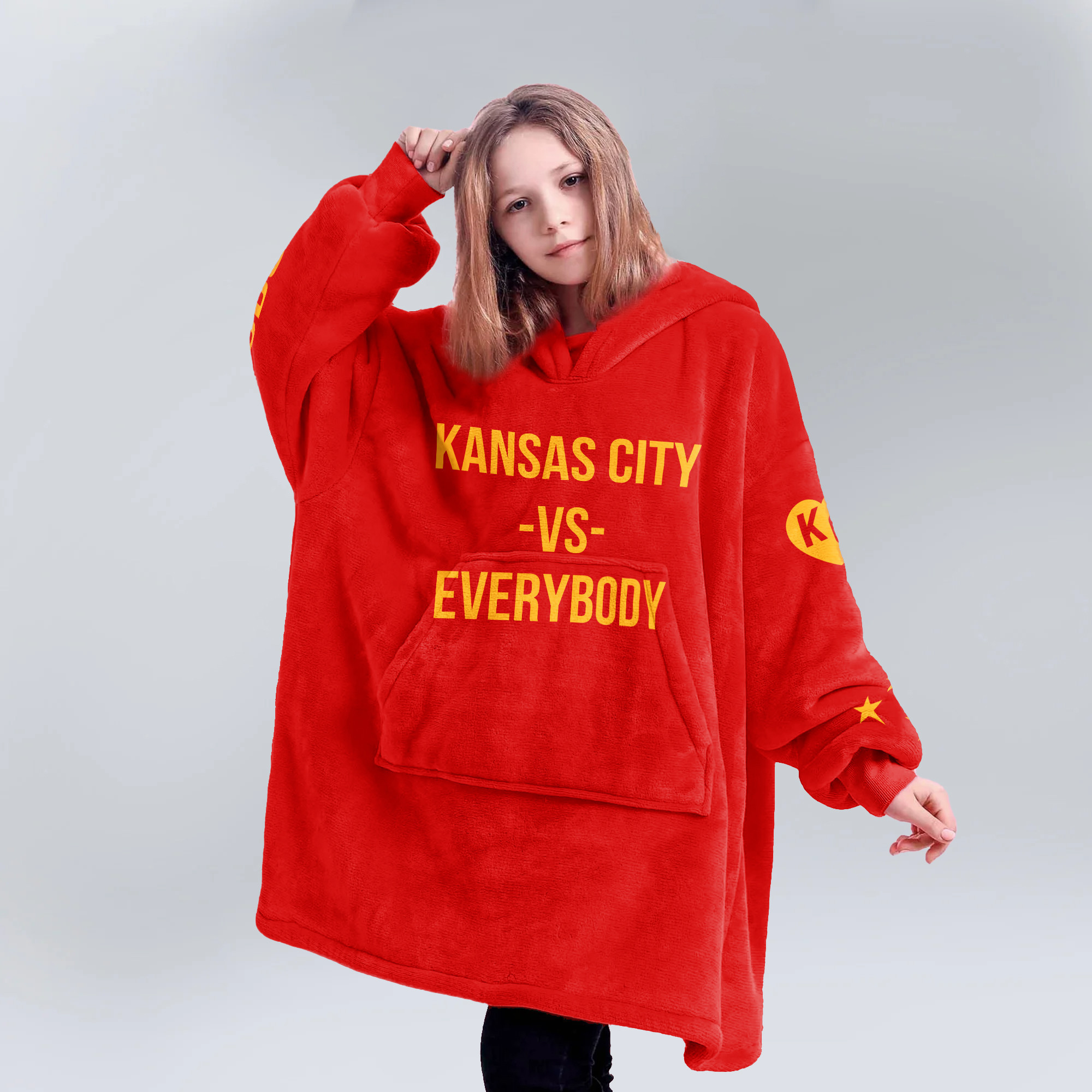 Adult 3 Peat Kansas City Football Unisex Blanket Hoodie