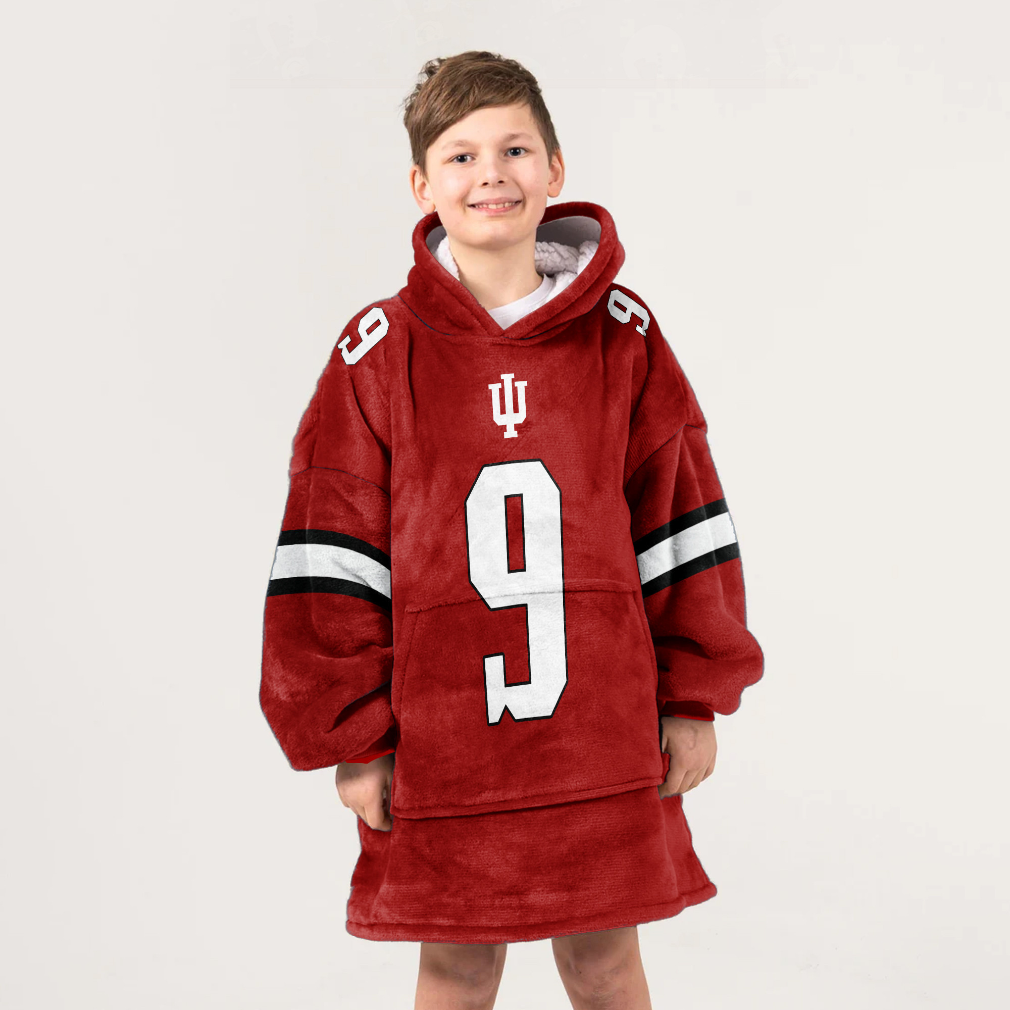 Adult #9 Indiana Football Unisex Blanket Hoodie