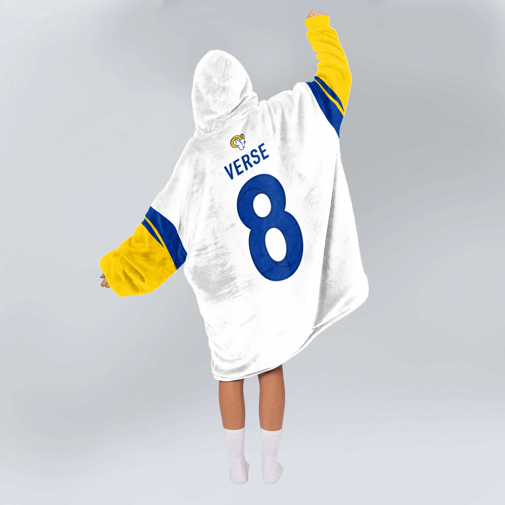 Adult J.V 8 Los Angeles R Football Unisex Blanket Hoodie
