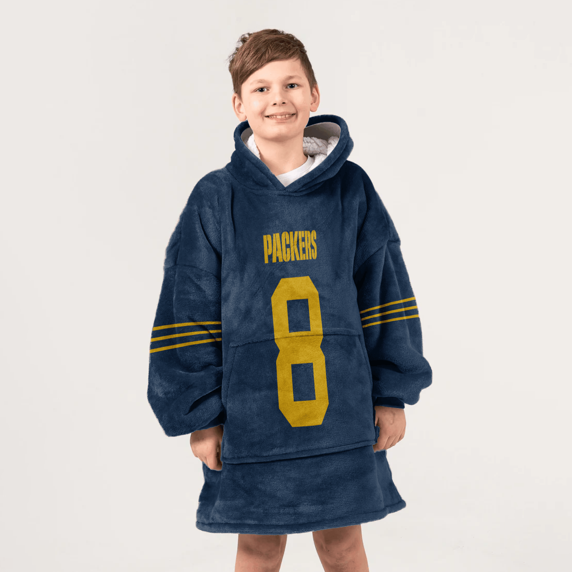 Kid J.J 8 Green Bay Football Unisex Blanket Hoodie
