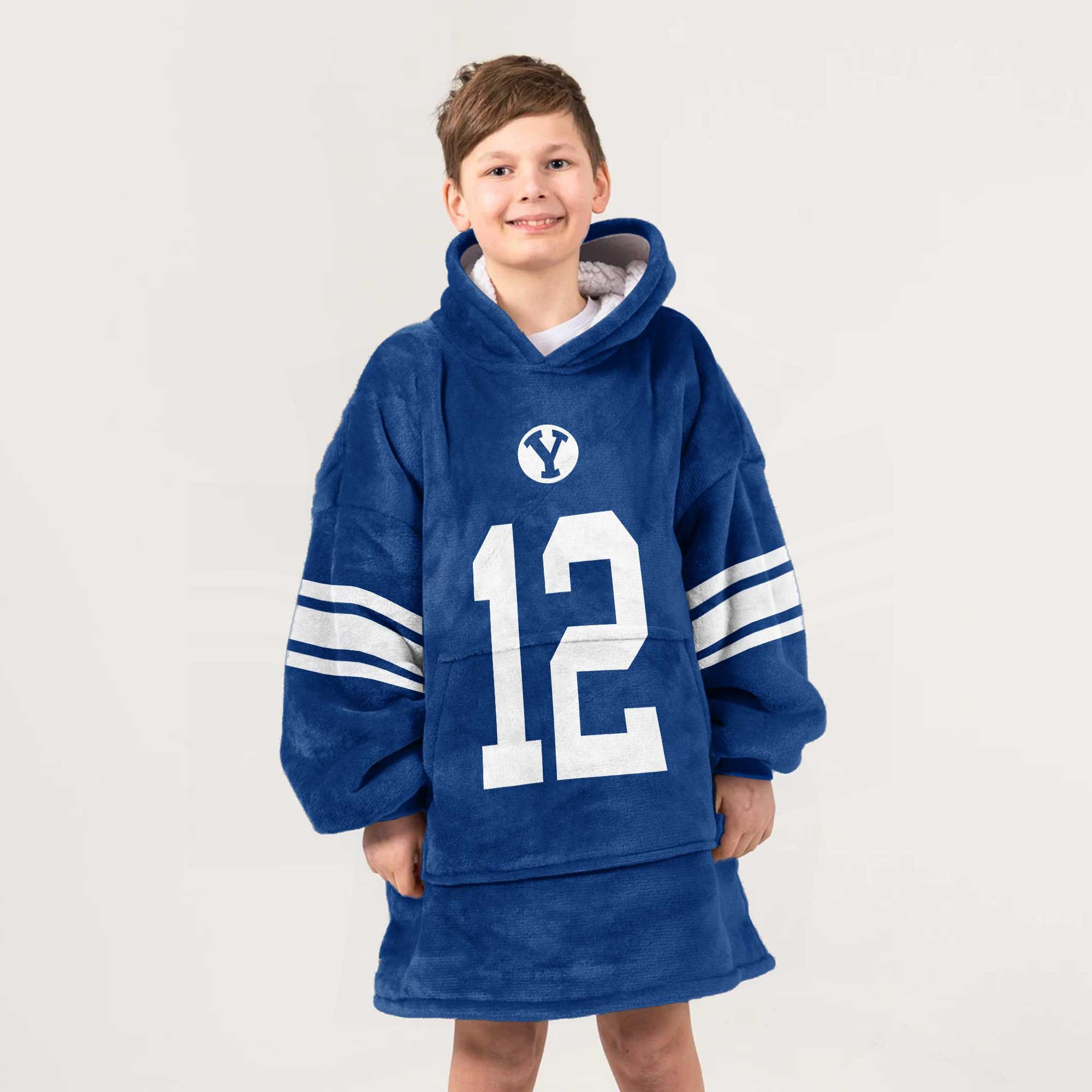 Adult 12 BYU Cougars Football Unisex Blanket Hoodie