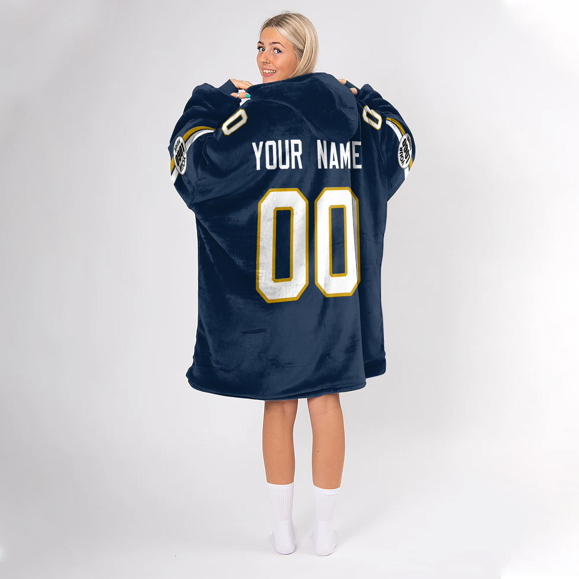 Adult Custom Blanket Hoodie Notre Dame Inspired Color