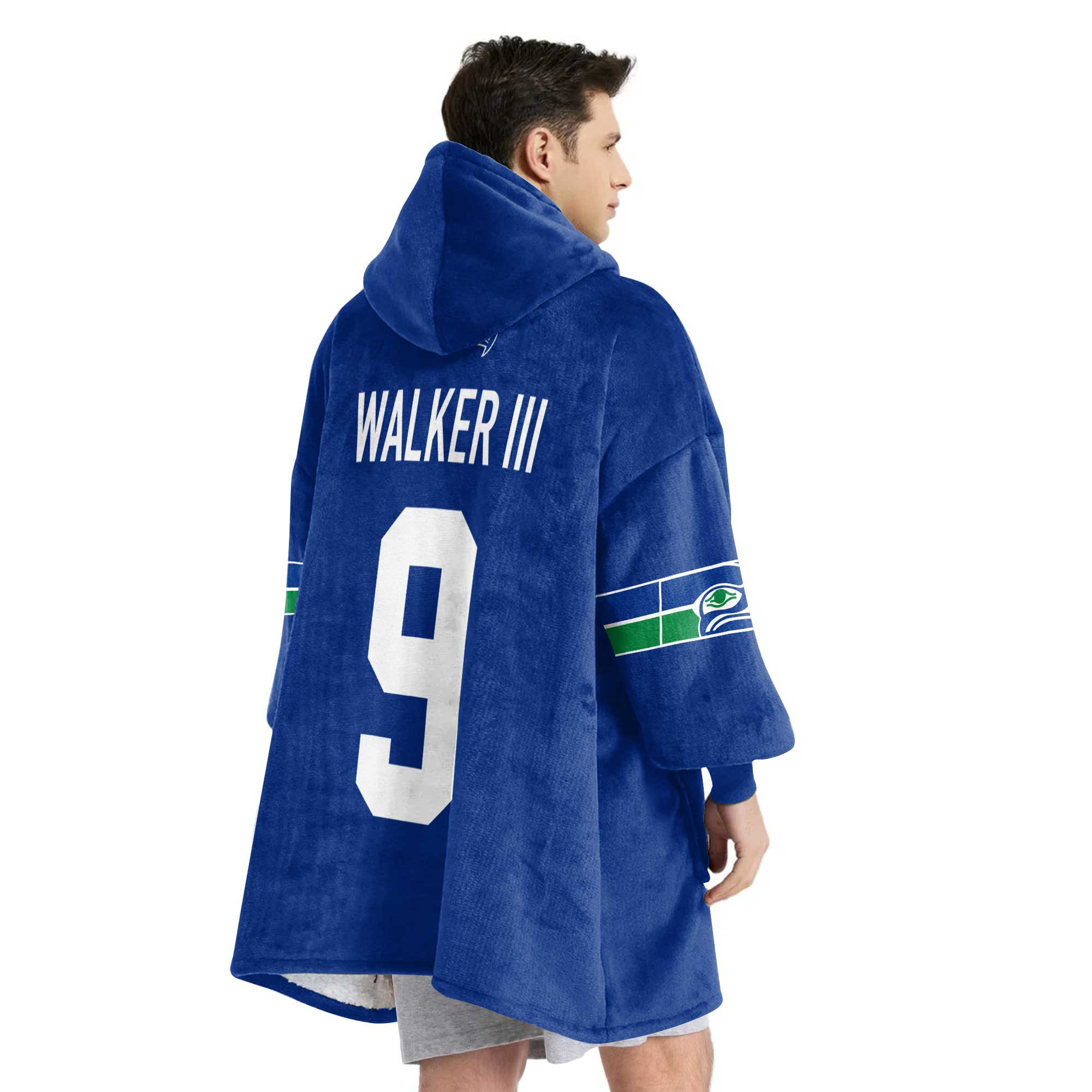 Adult 9 Seattle Football Unisex Blanket Hoodie