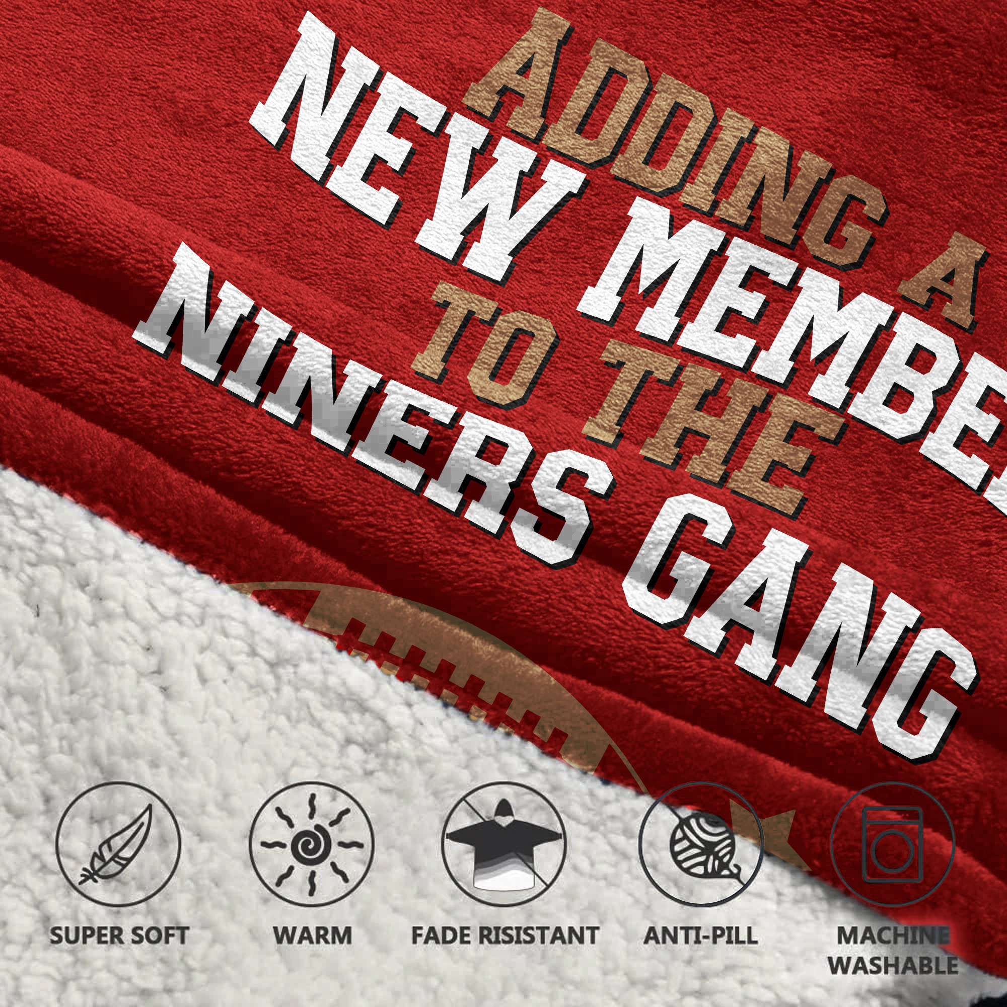 Adult San Francisco 49ers Football Blanket Hoodie