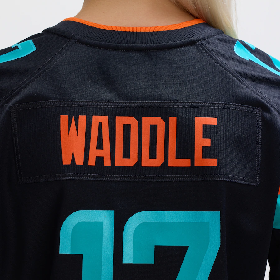 Jaylen Waddle #17 Miami Dolphins Women's 2025 Rivalries Collection Game Jersey - Pitch Blue