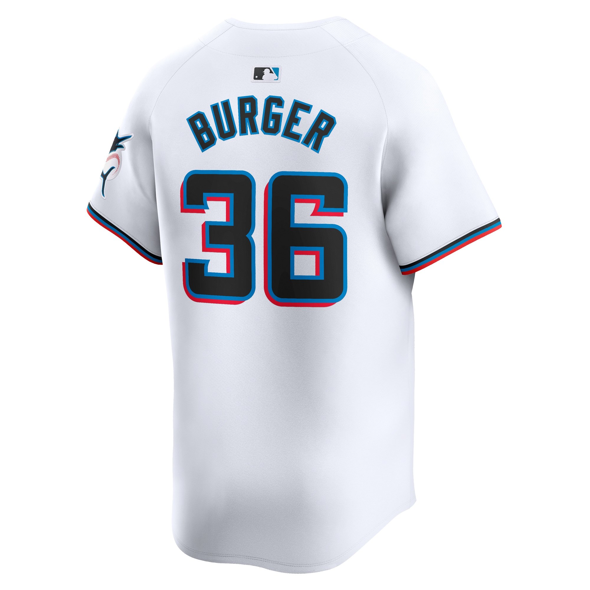 Men's Miami Marlins Jake Burger  White Home Limited Player Jersey