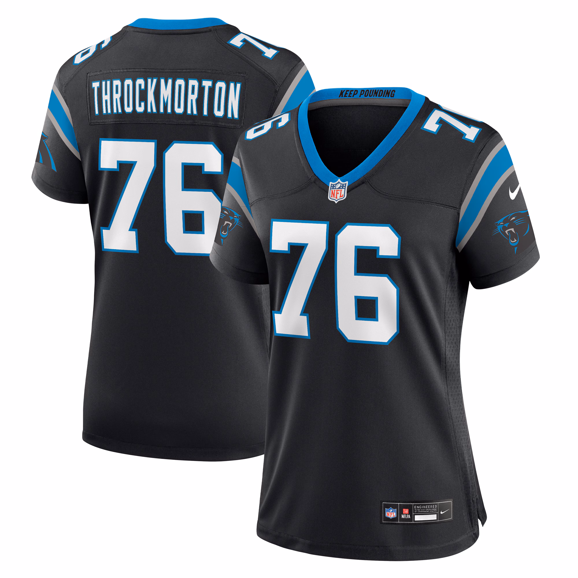 Calvin Throckmorton Carolina Panthers Women's Team Game Jersey -  Black