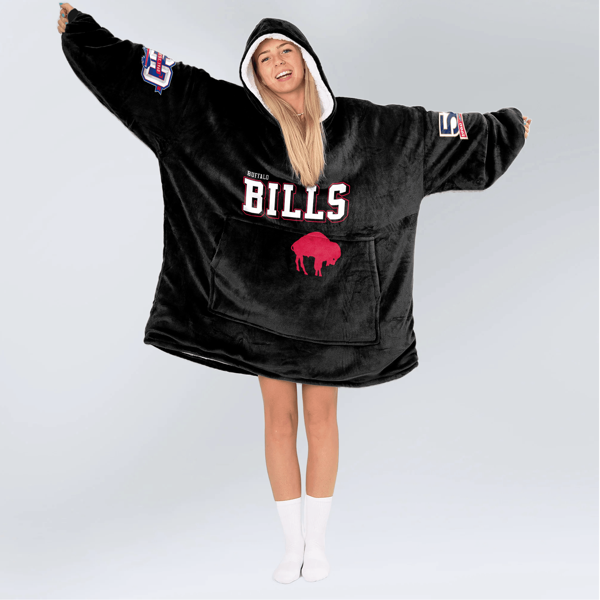 Adult Buffalo Football Unisex Blanket Hoodie