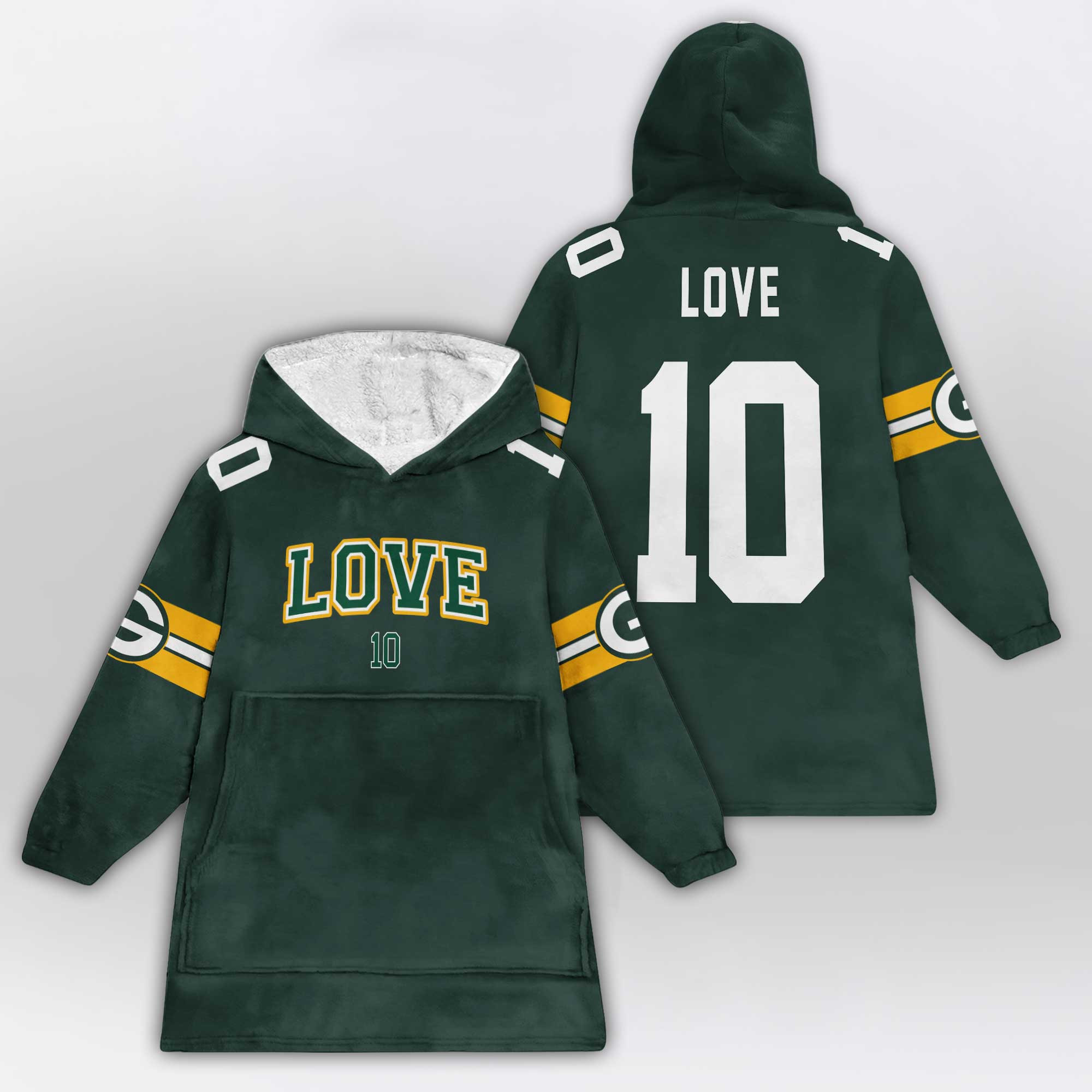 J.L 10 Green Bay Football Unisex Blanket Hoodie