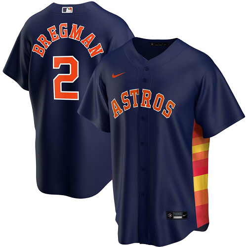 Men's  Houston Astros #2 Alex Bregman Navy Alternate 2020 MLB Jersey
