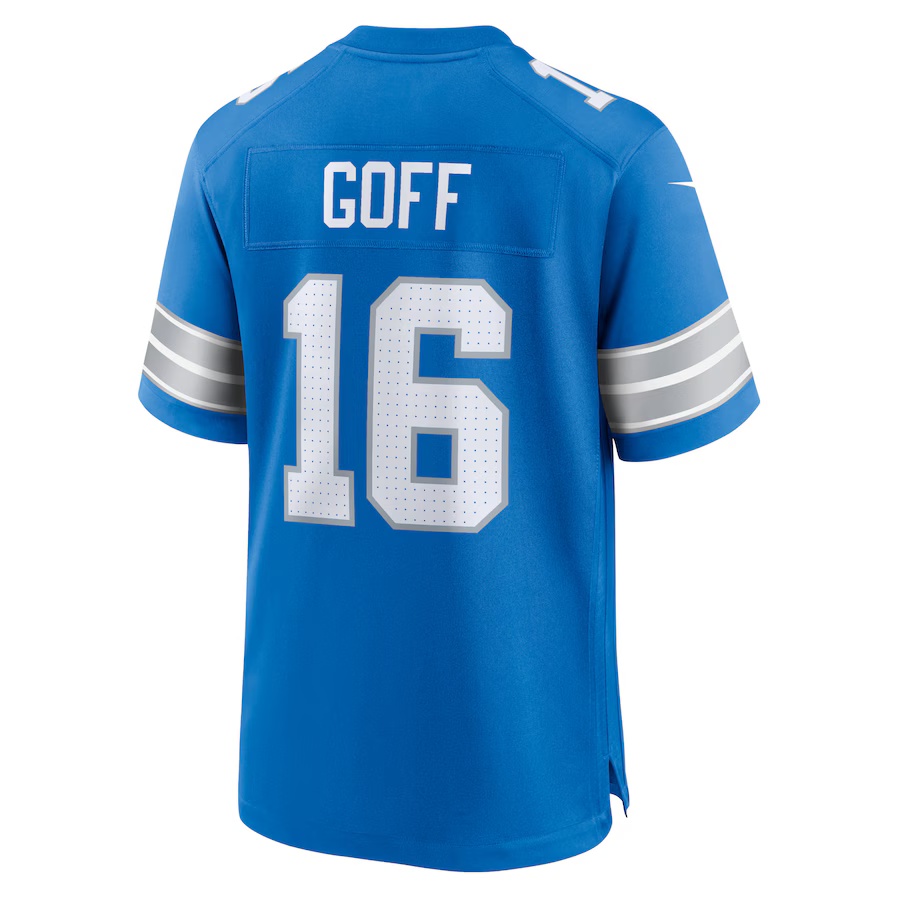 Men's Jared Goff #16 Blue Detroit Lions Game Jersey