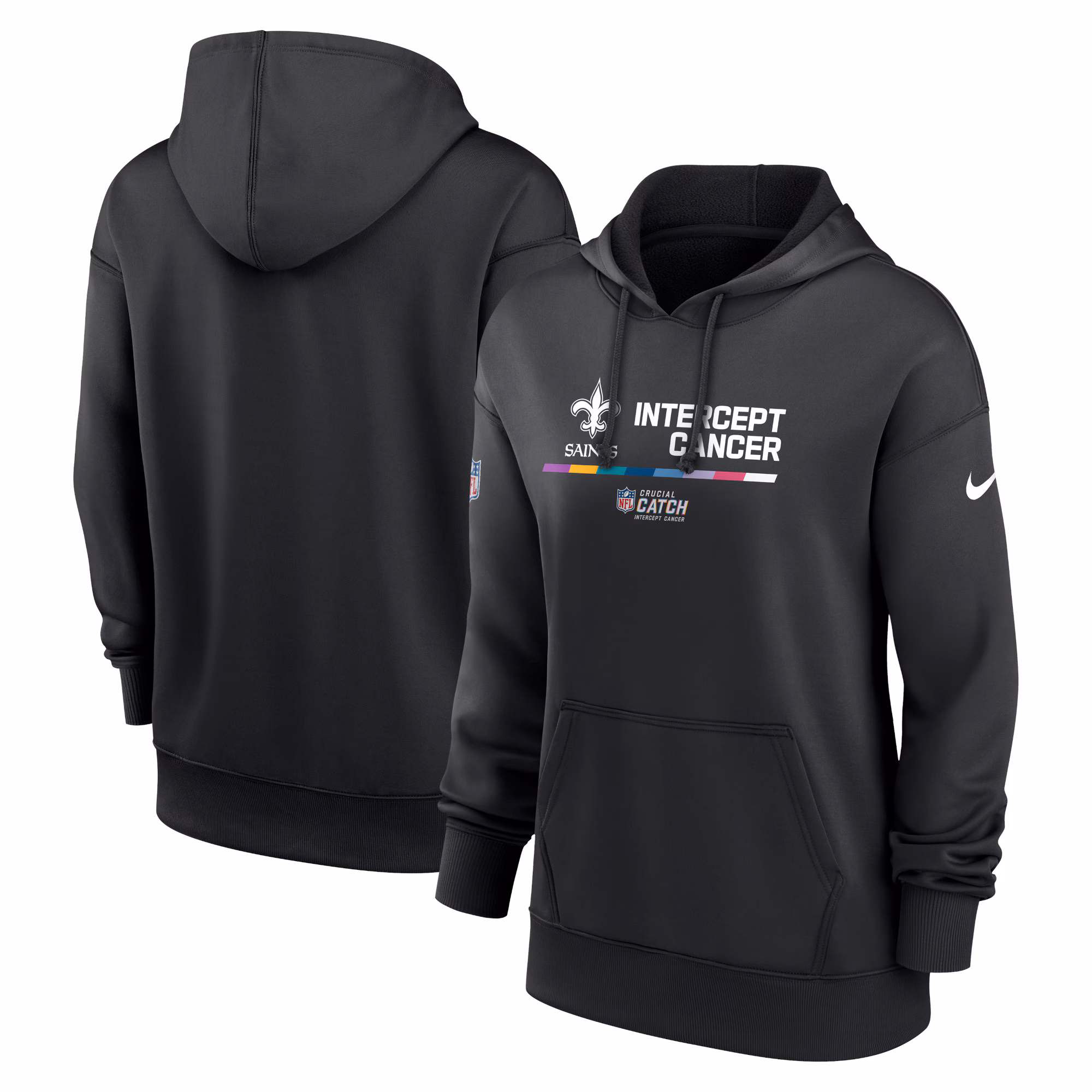 New Orleans Saints Women's 2022 NFL Crucial Catch Therma Performance Pullover Hoodie - Black