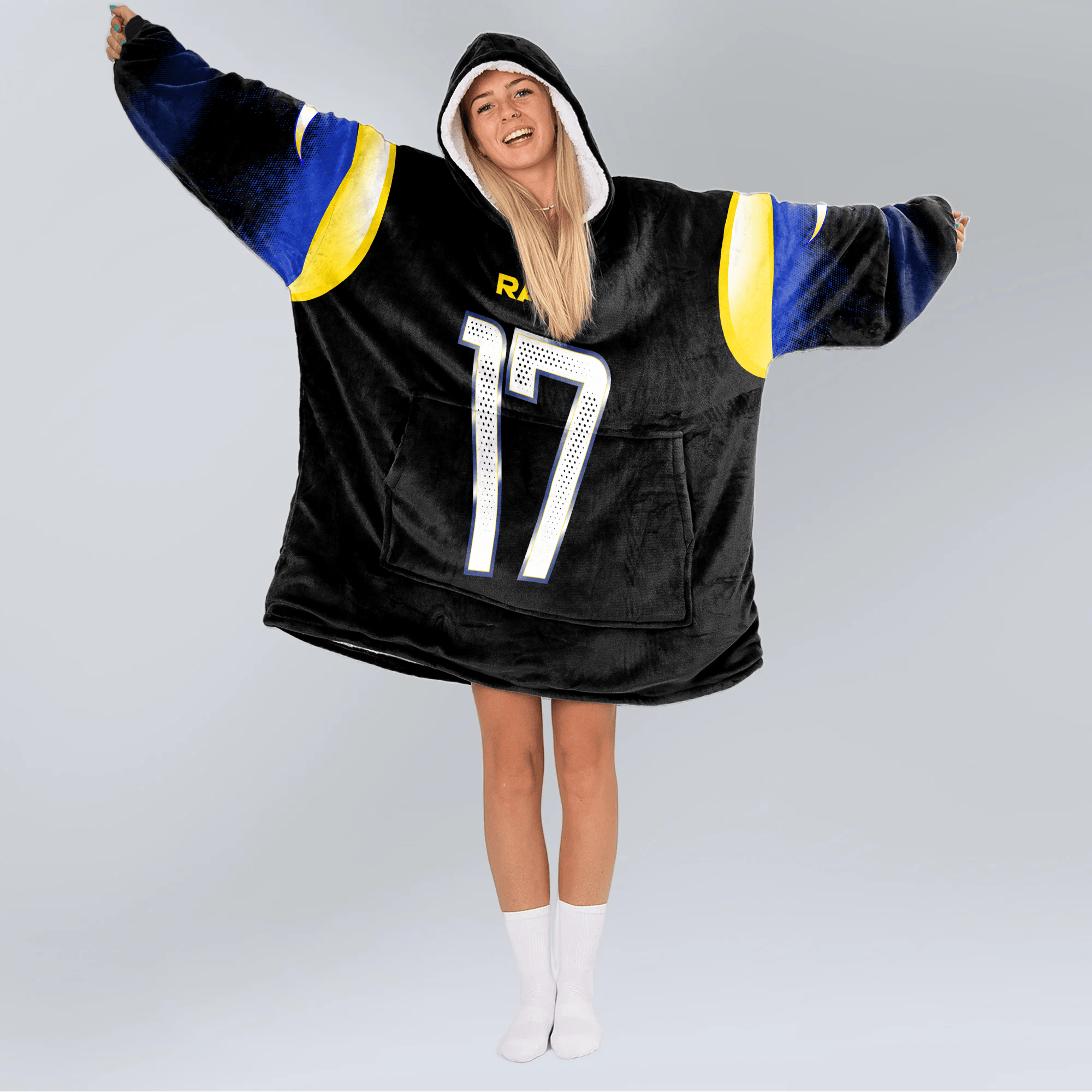 Adult D.A 17 Los Angeles R Football Unisex Blanket Hoodie