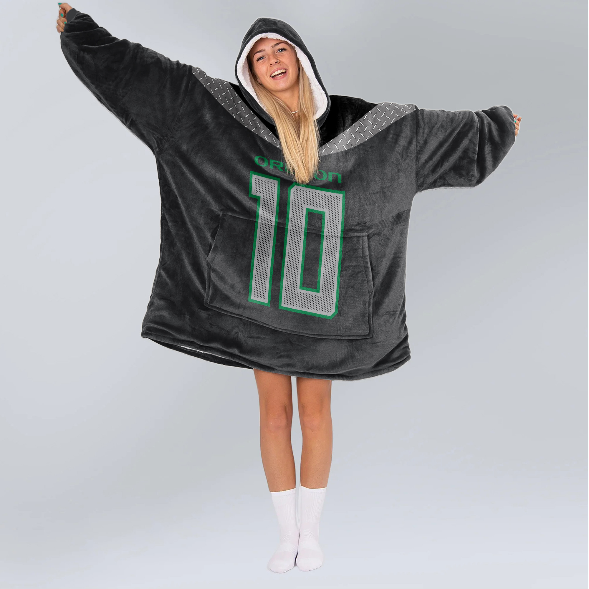 Adult J.H 10 Oregon Football Unisex Blanket Hoodie