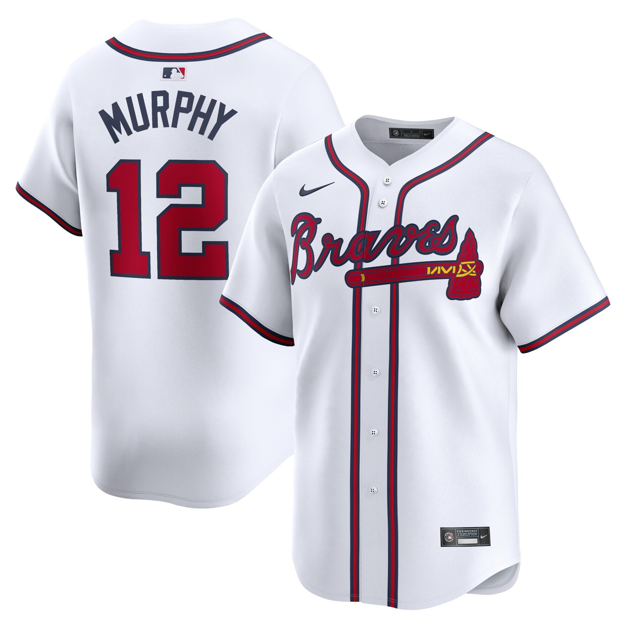 Men's Atlanta Braves #12 Sean Murphy  White Home Limited Player Jersey
