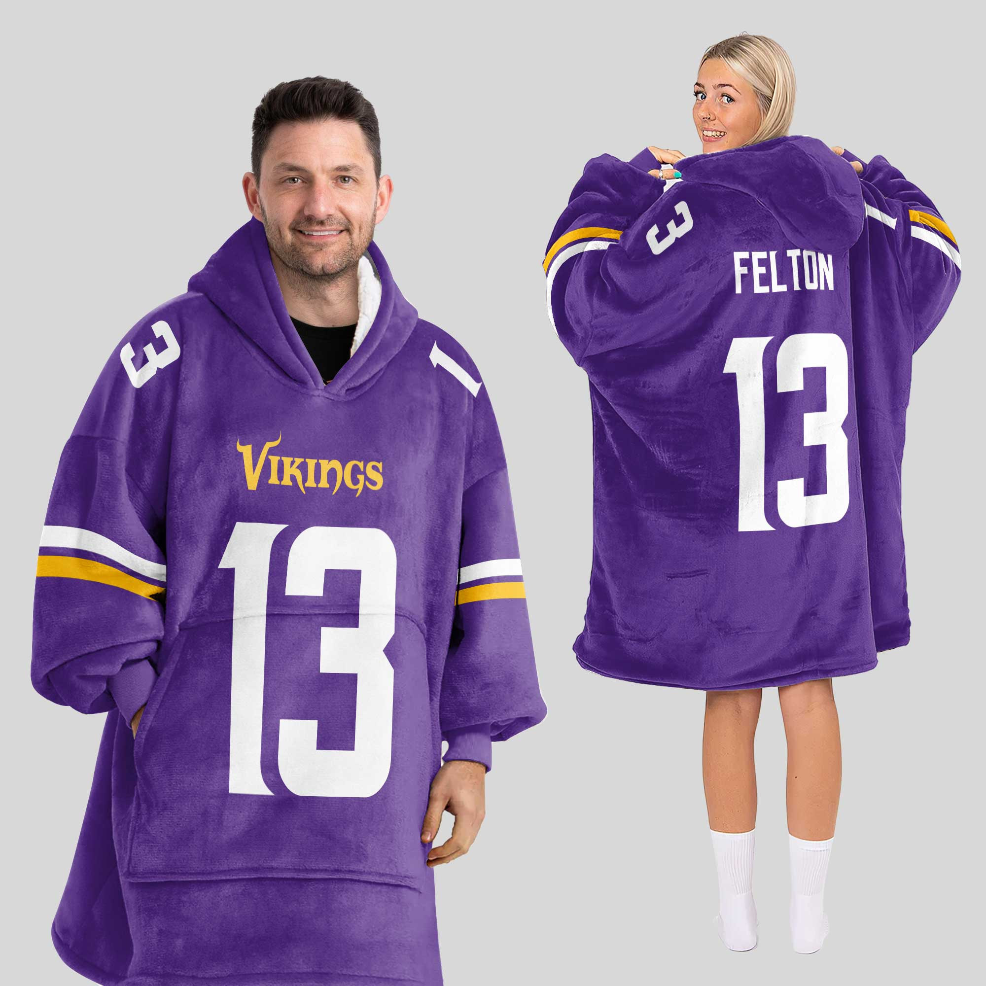 Adult 13 Minnesota Football Unisex Blanket Hoodie