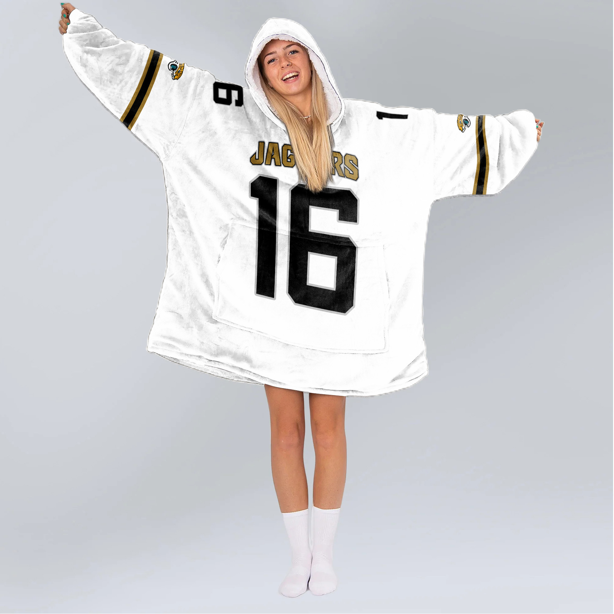 Adult 16 Jacksonville Football Unisex Blanket Hoodie