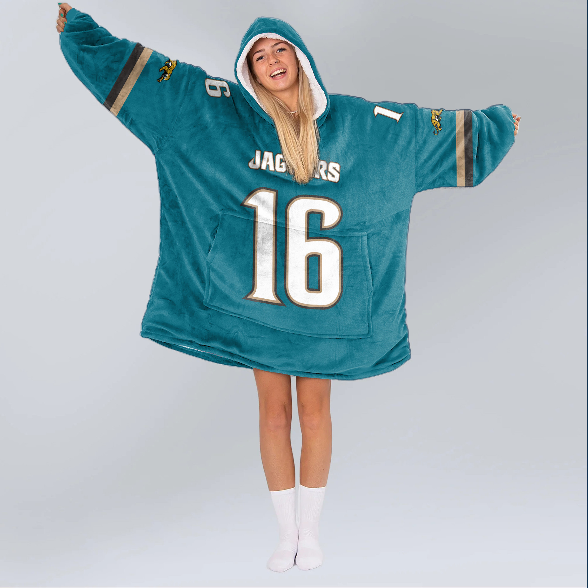 Adult TL 16 Jacksonville Jaguars Football Unisex Blanket Hoodie