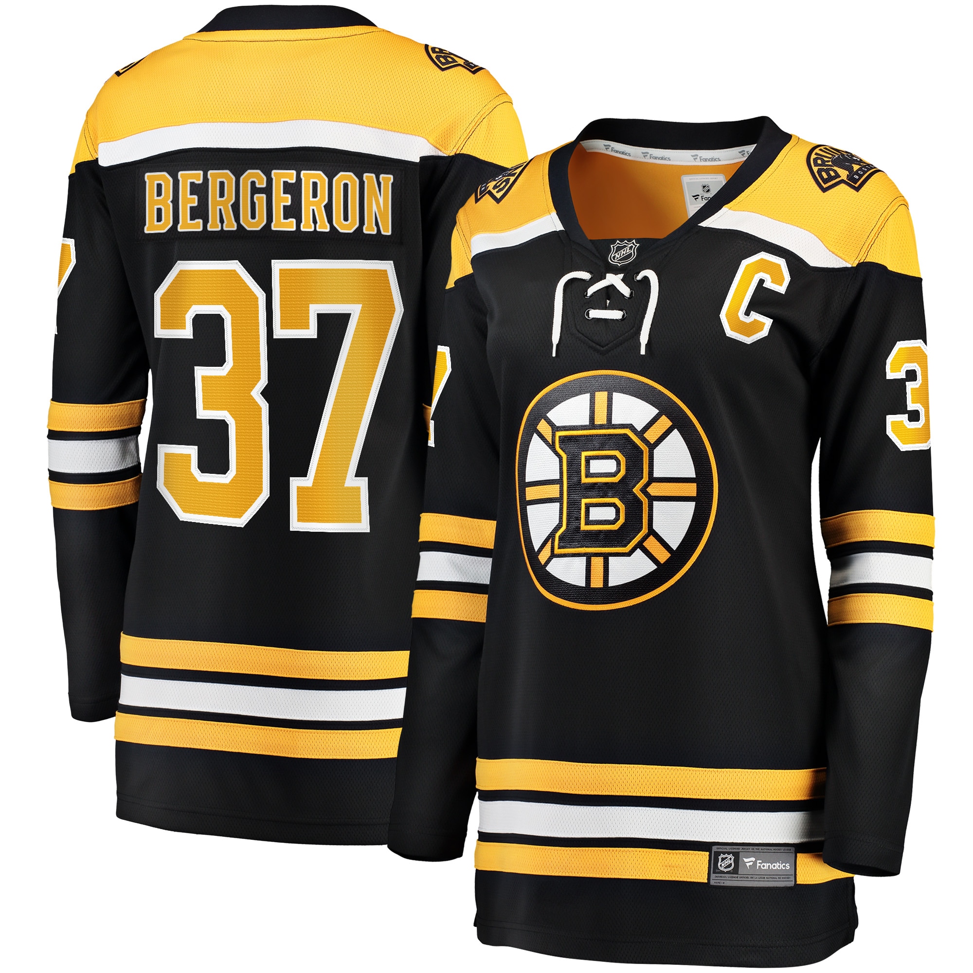 Patrice Bergeron Boston Bruins Women's Captain Patch Home Breakaway Jersey - Black