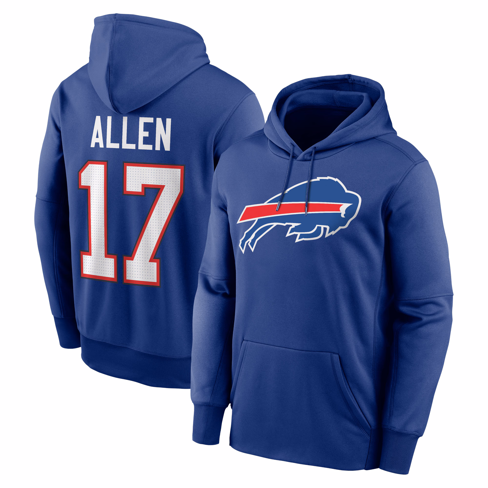 Josh Allen Buffalo Bills Player Name & Number Performance Pullover Hoodie - Royal
