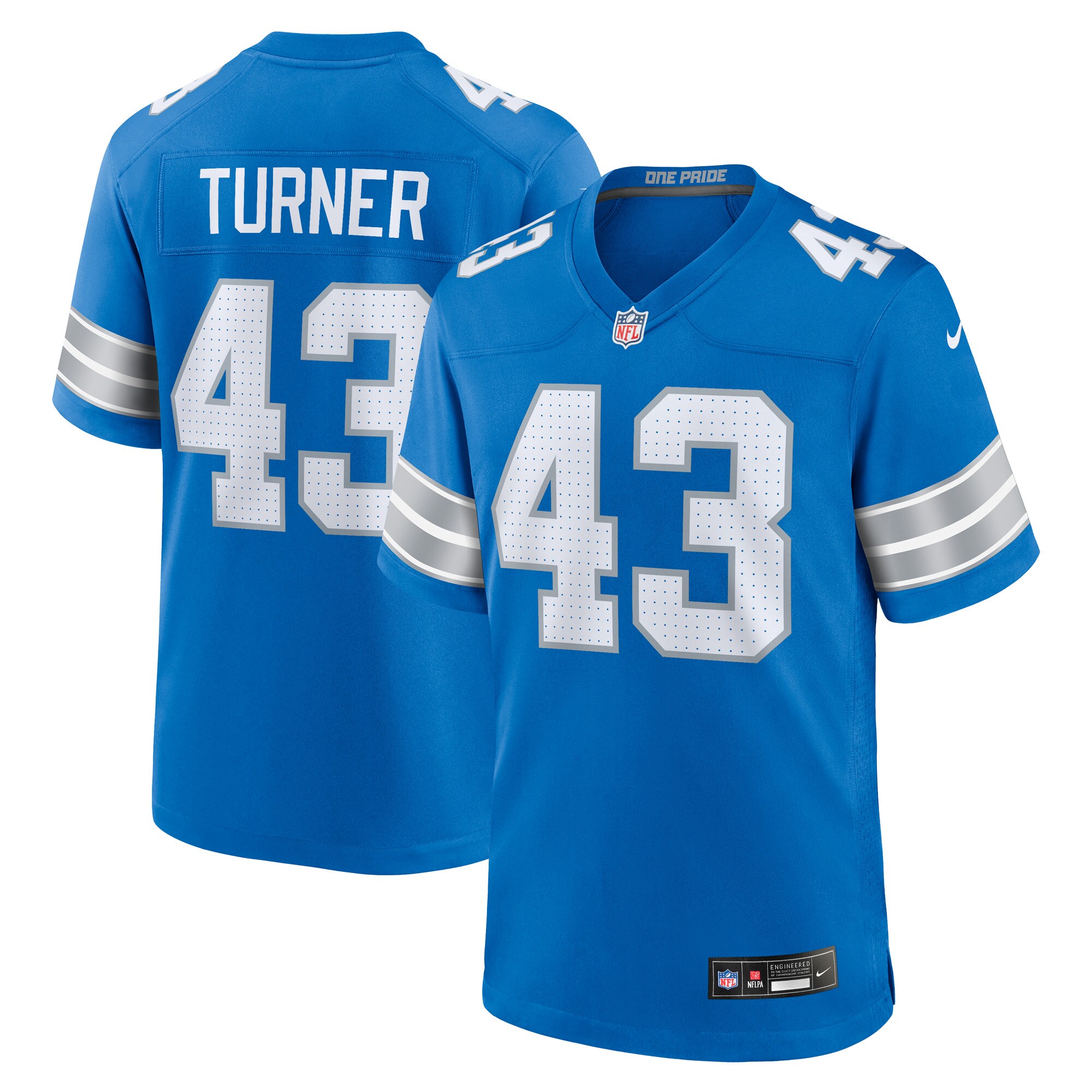 James Turner Detroit Lions Game Jersey -  Blue