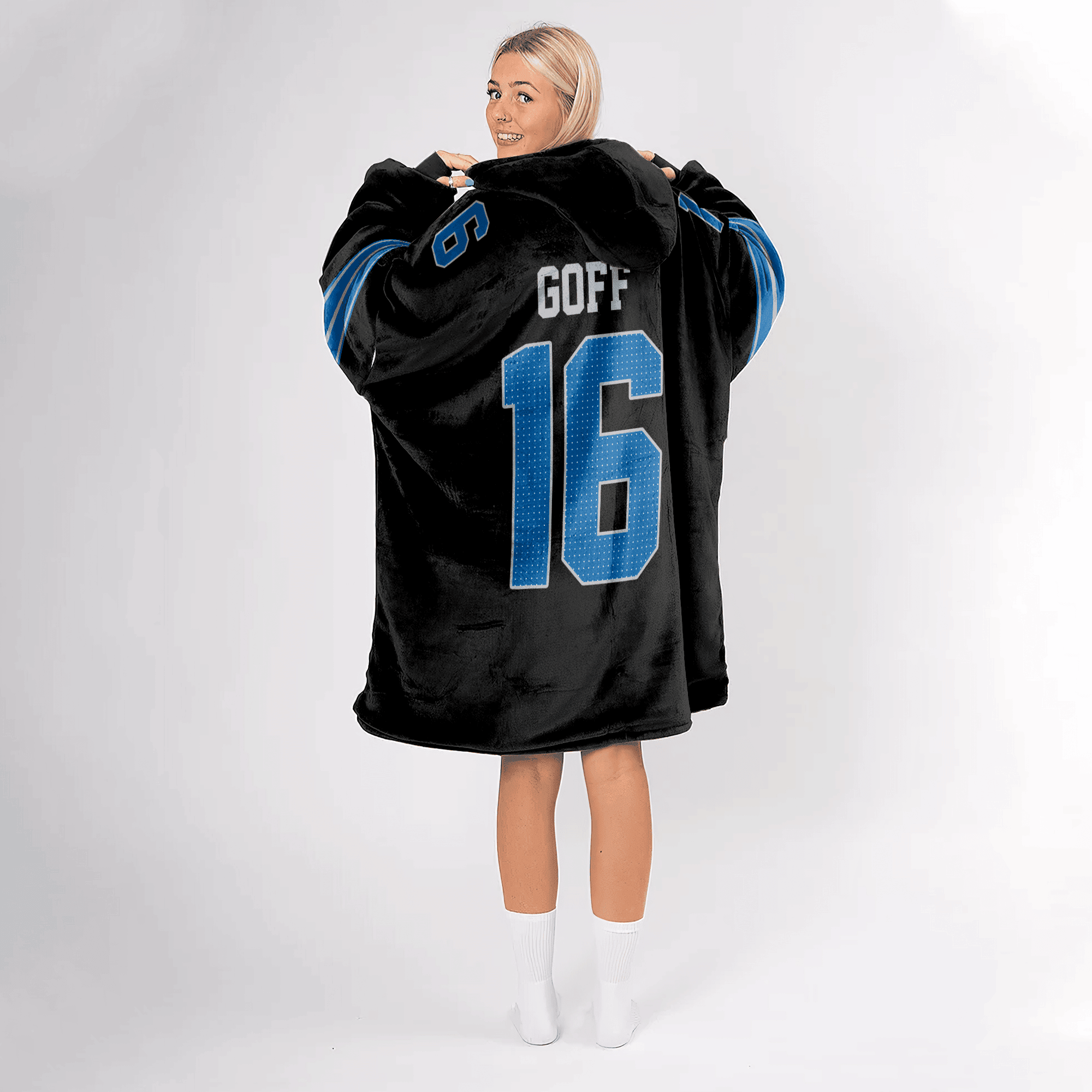 Adult J.G 16 Detroit Football Unisex Blanket Hoodie