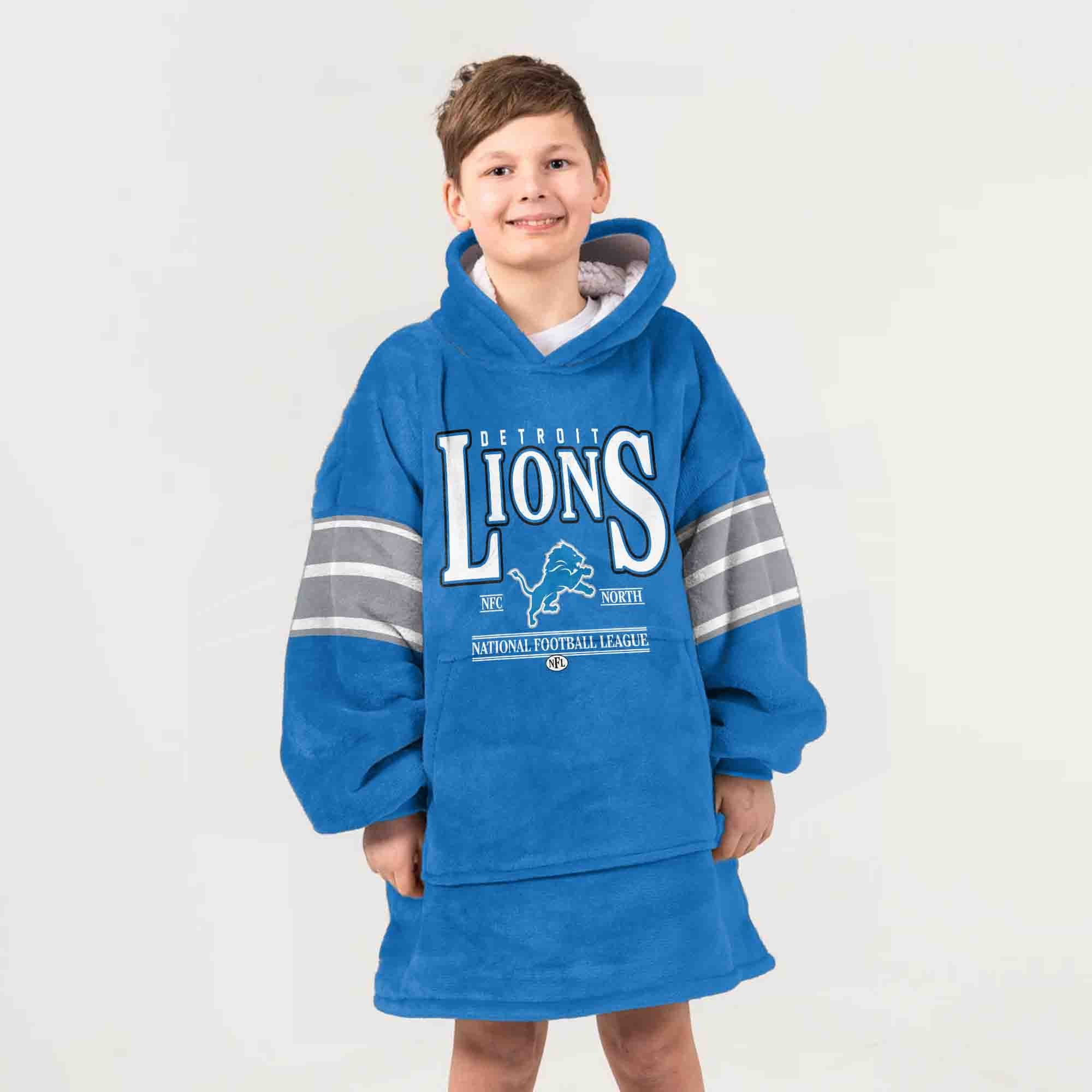 Adult JG 16 Detroit Football Unisex Blanket Hoodie