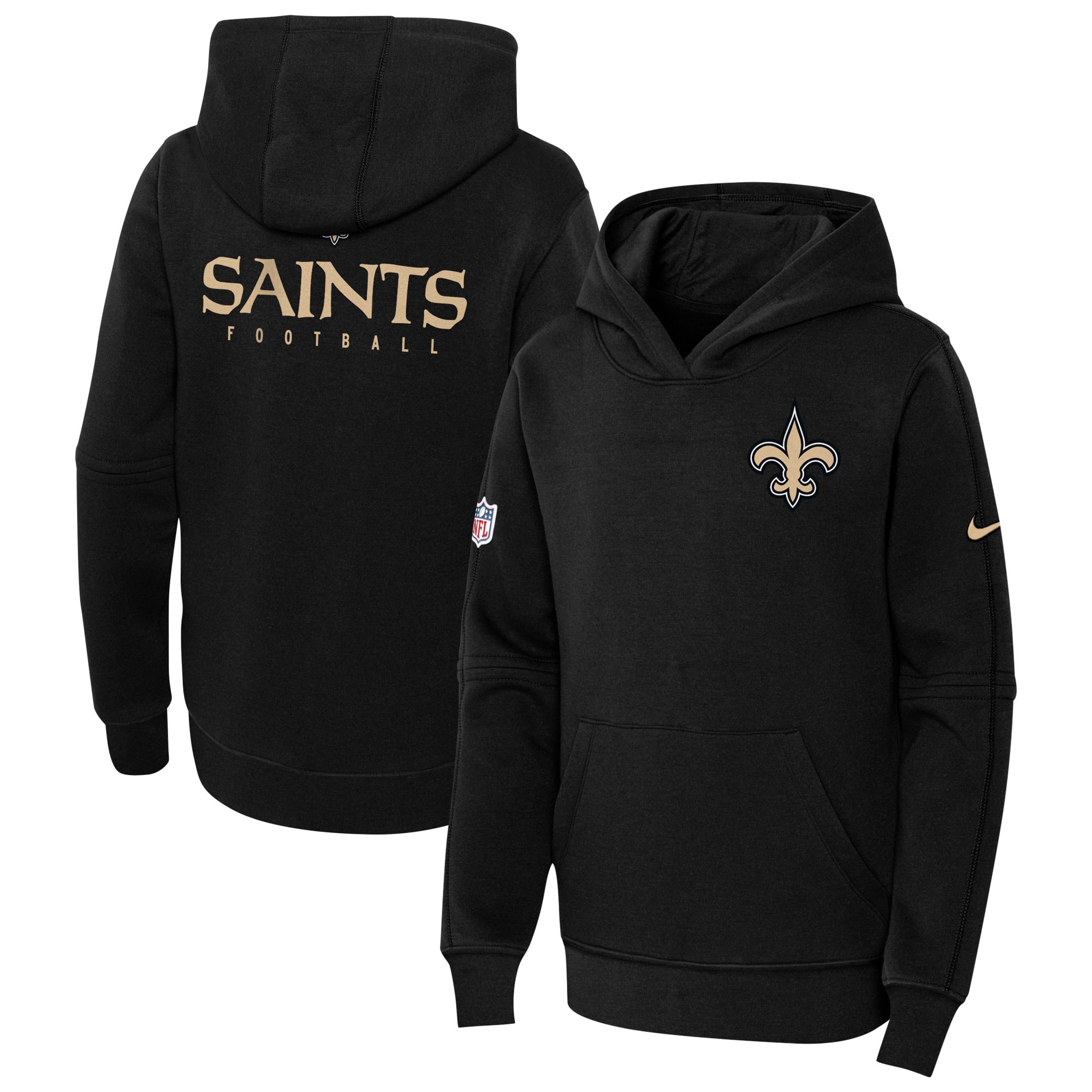 New Orleans Saints  Youth 2023 Sideline Club Fleece Pullover Hoodie - Black