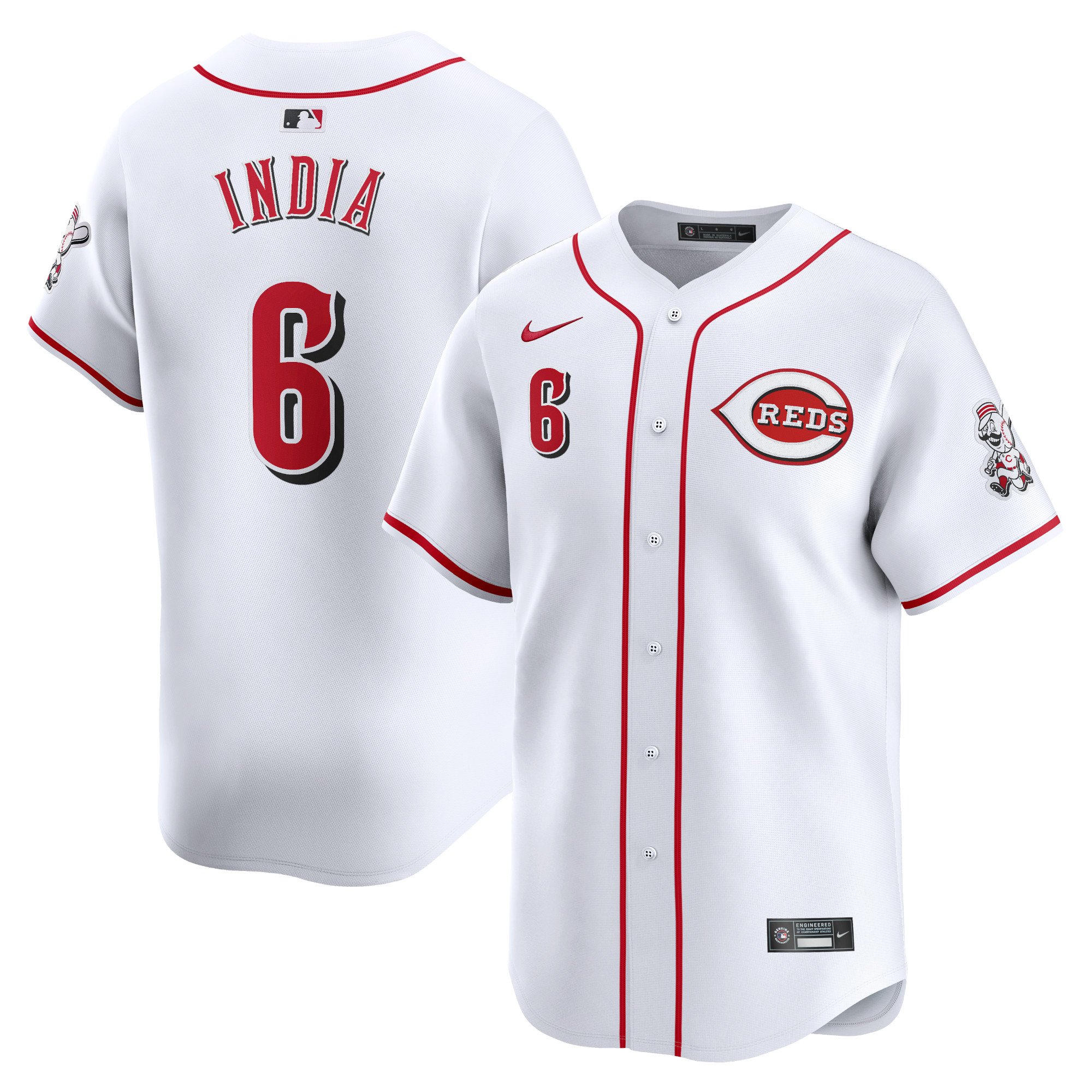 Men's Cincinnati Reds #6 Jonathan India  White Home Limited Player Jersey