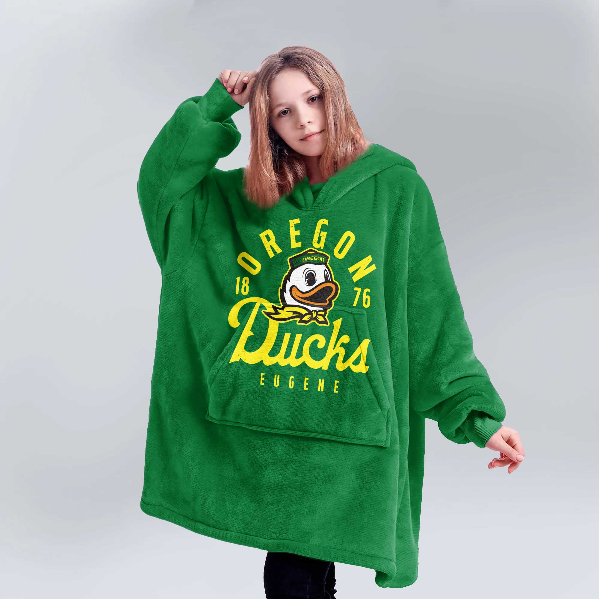 Kid Oregon Football Unisex Blanket Hoodie