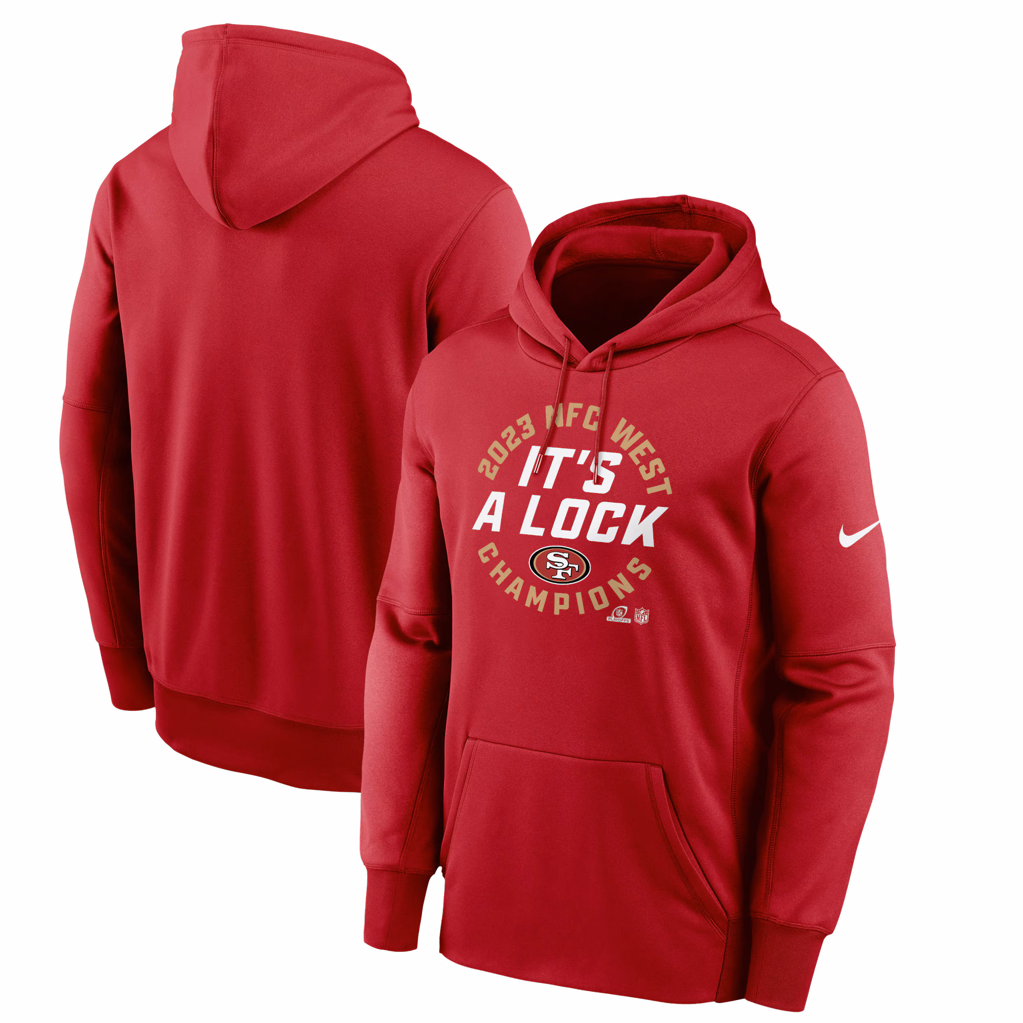 San Francisco 49ers 49ers 2023 NFC West Division Champions Locker Room Trophy Collection Pullover Hoodie - Scarlet