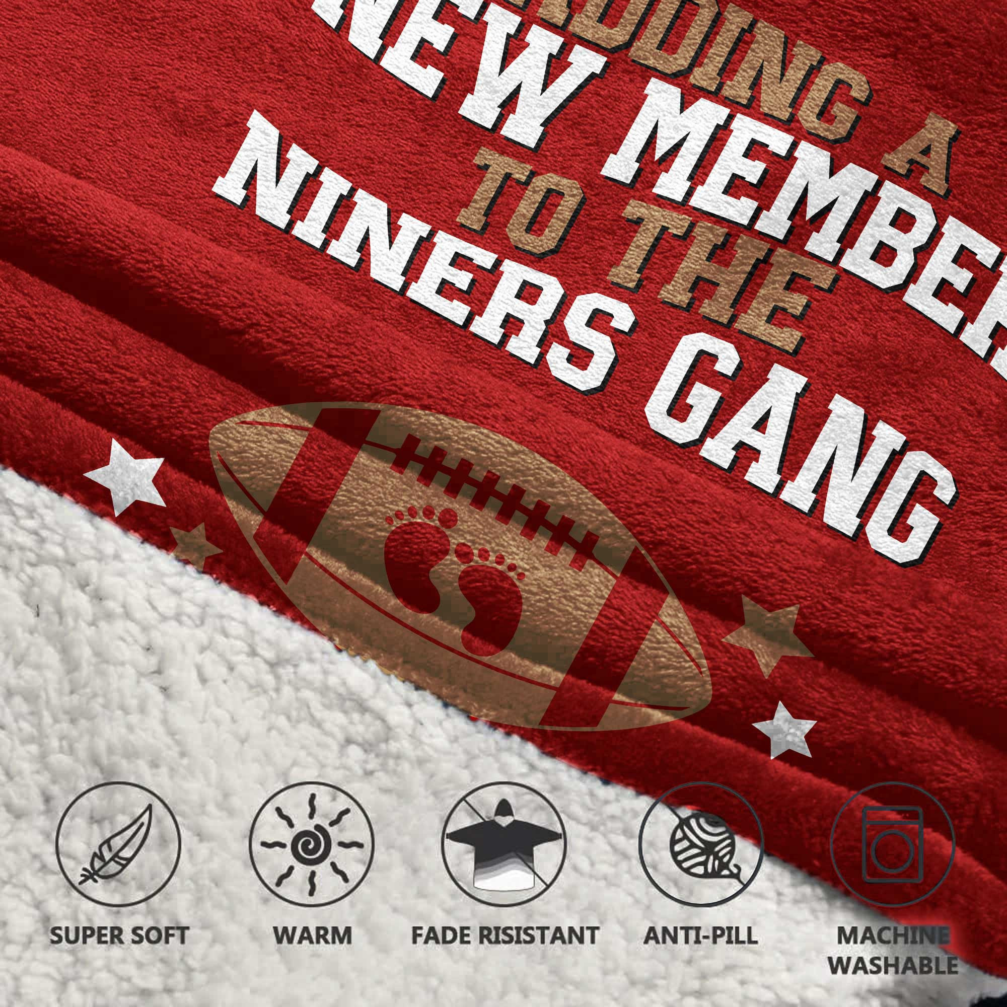 Adult Add A New Member to San Francisco 49ers Football Unisex Blanket Hoodie