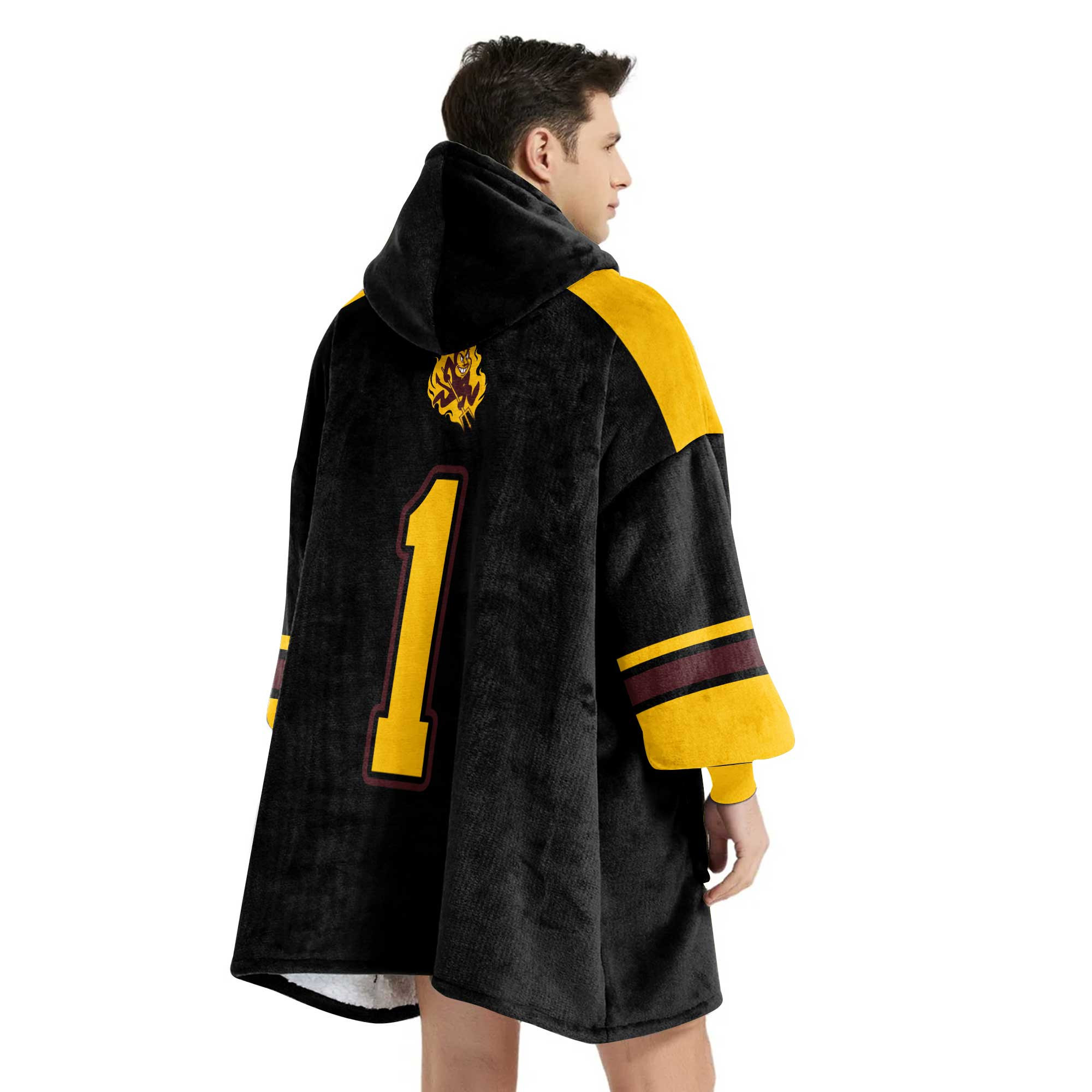 Adult #1 Arizona State Football Unisex Blanket Hoodie