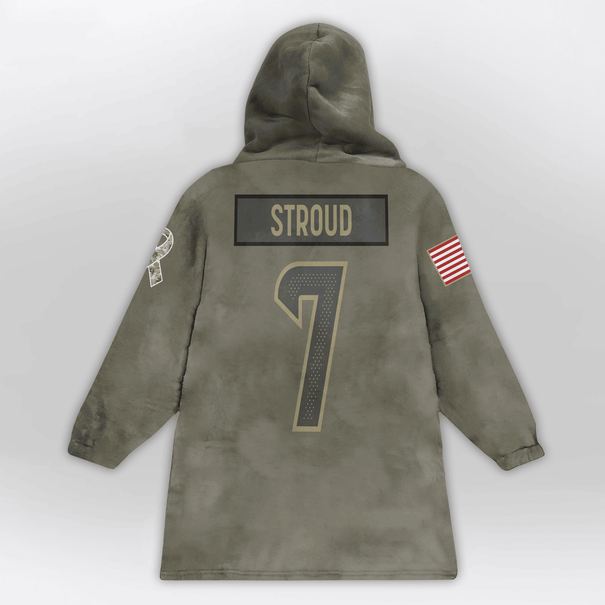 Kid C.J.S 7 Houston Football Blanket Hoodie – Olive Salute to Service