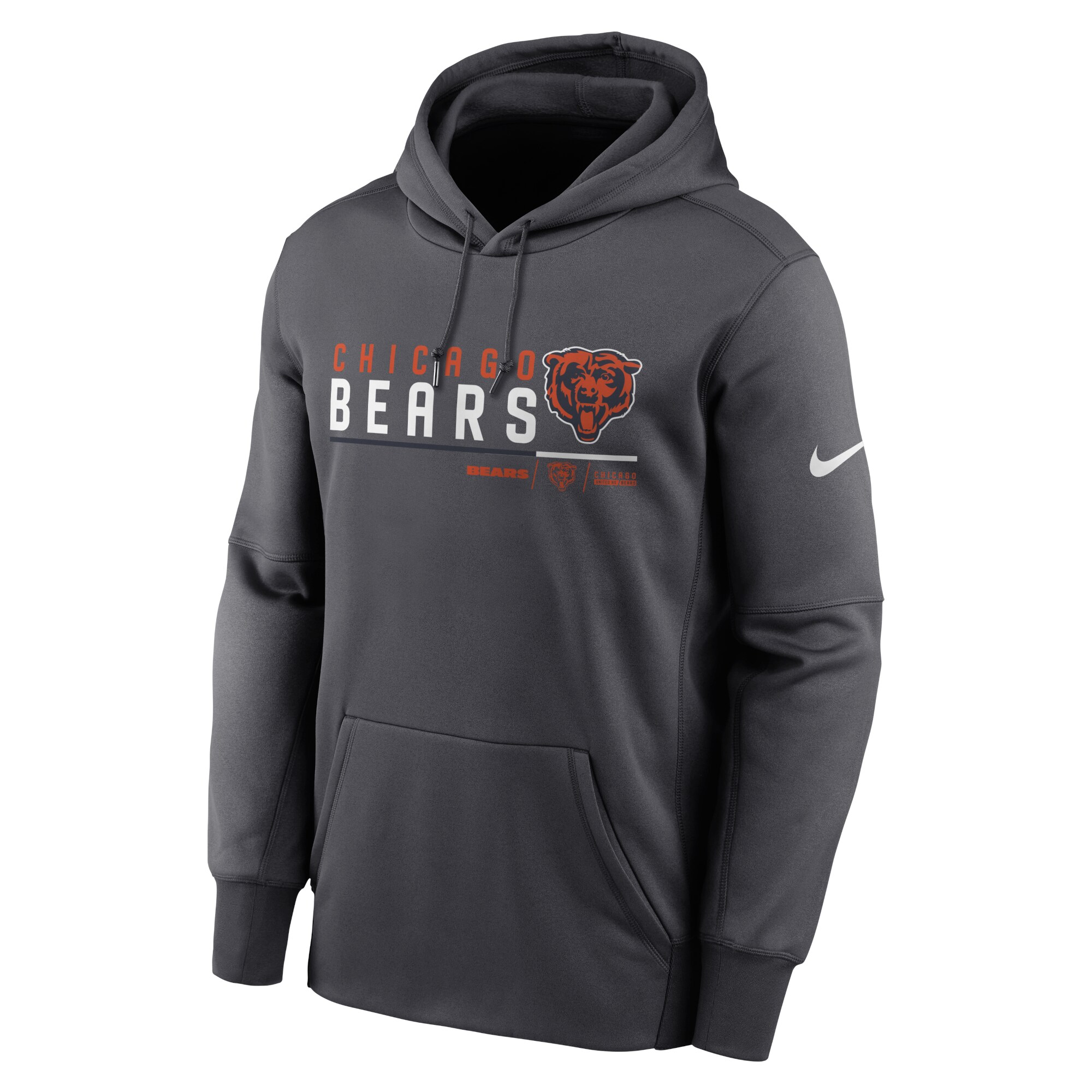 Chicago Bears Prime Logo Name Split Pullover Hoodie - Anthracite