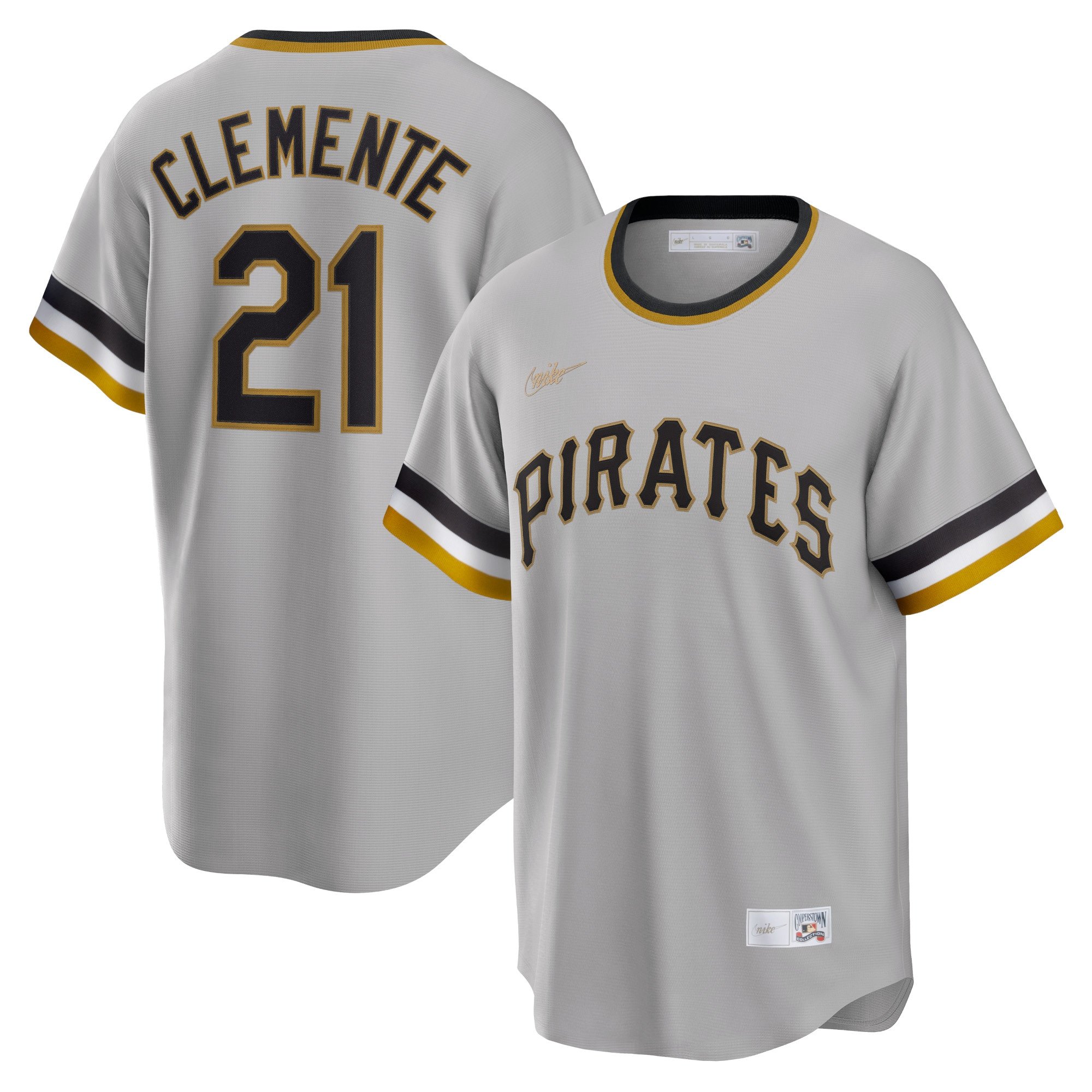 Men's Pittsburgh Pirates Roberto Clemente  Gray Road Cooperstown Collection Player Jersey