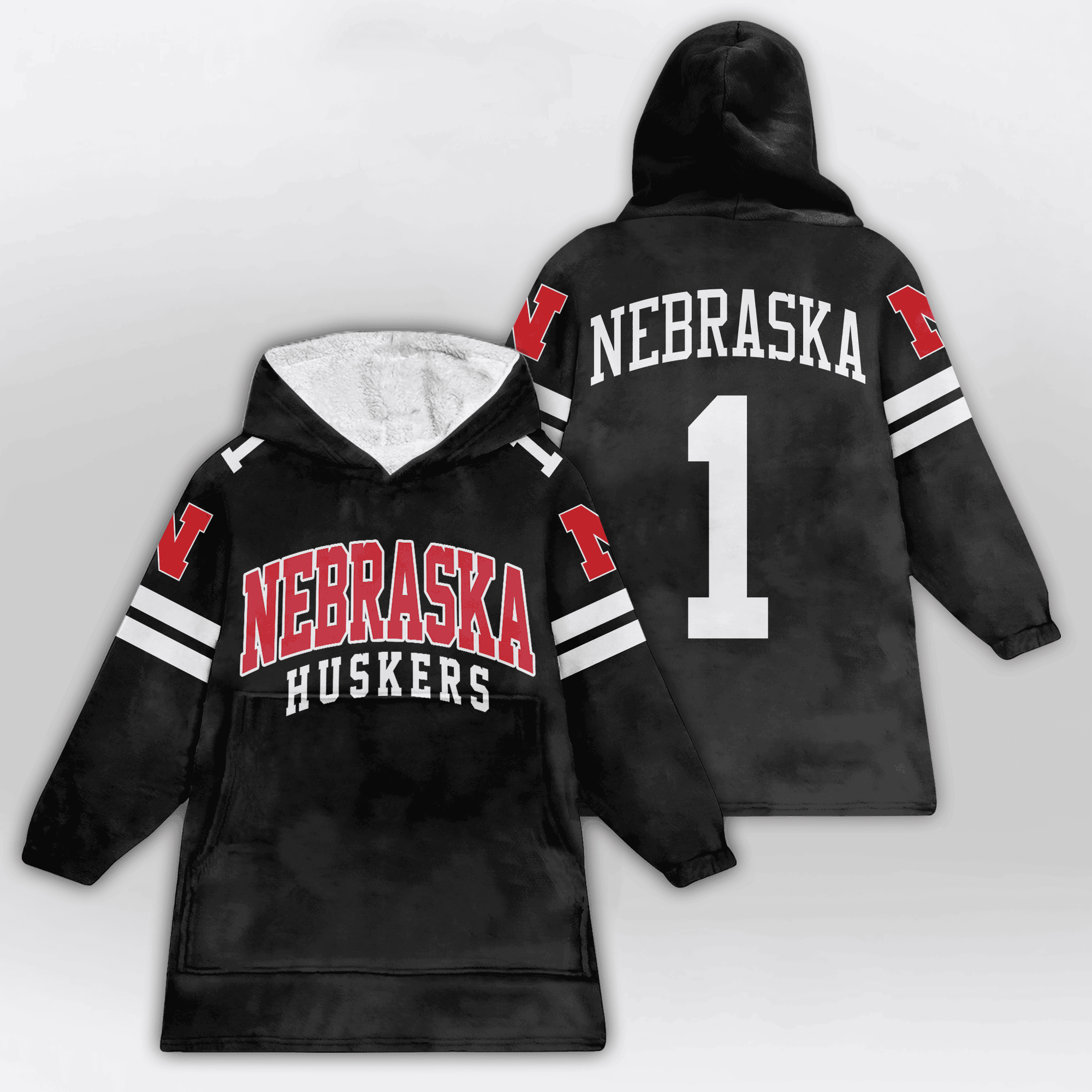 Adult 1 Nebraska Football Unisex Blanket Hoodie