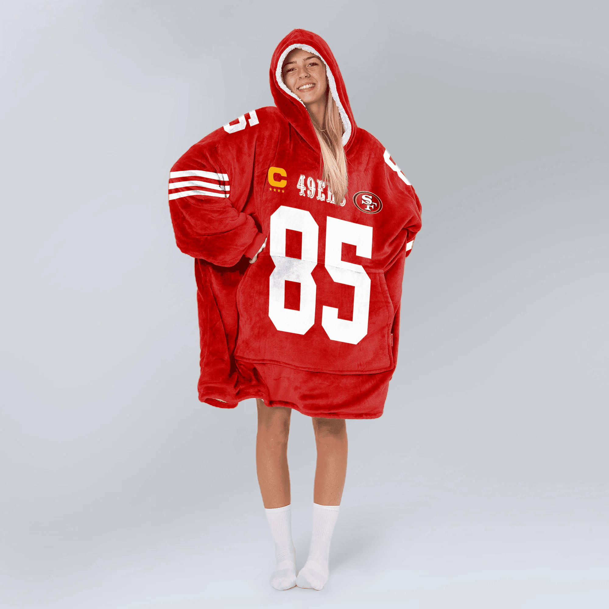 Adult Captain G.K. 85 San Francisco 49ers Football Unisex Blanket Hoodie